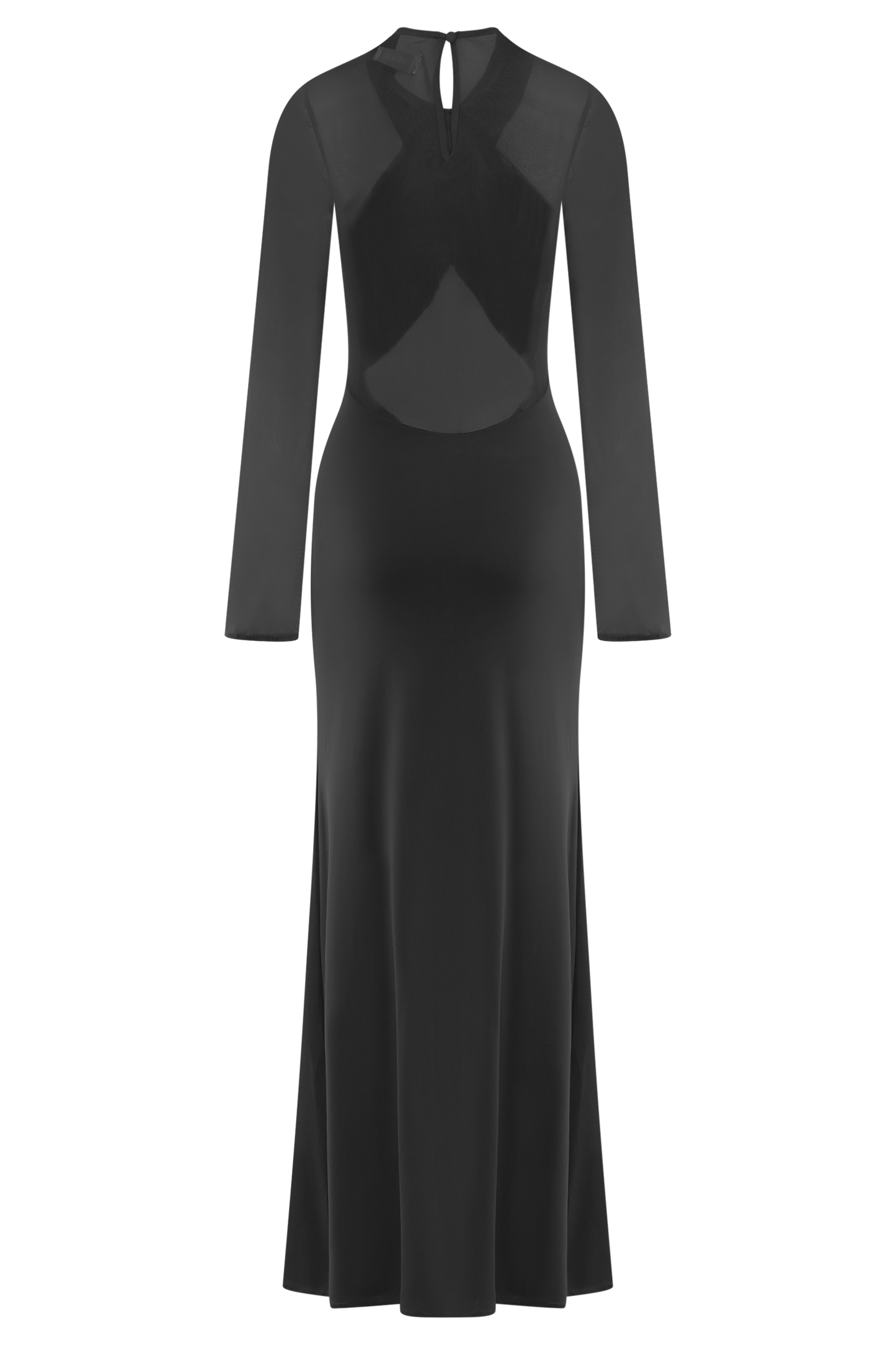 Robe Maxi à Manches Longues en Mousseline et Maille Tania - Noir