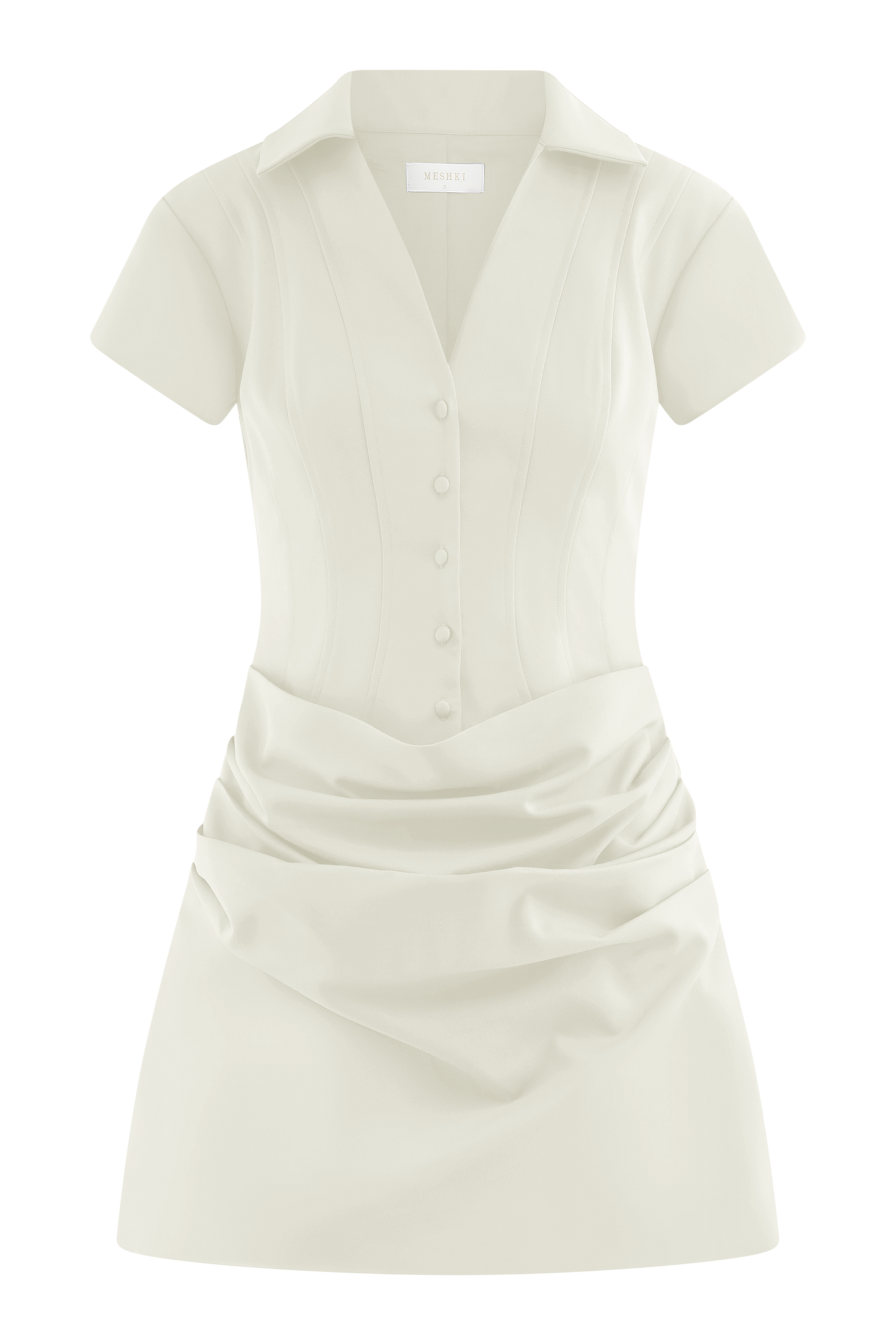 Mini-robe en coton à col montant Tarryn - Blanc