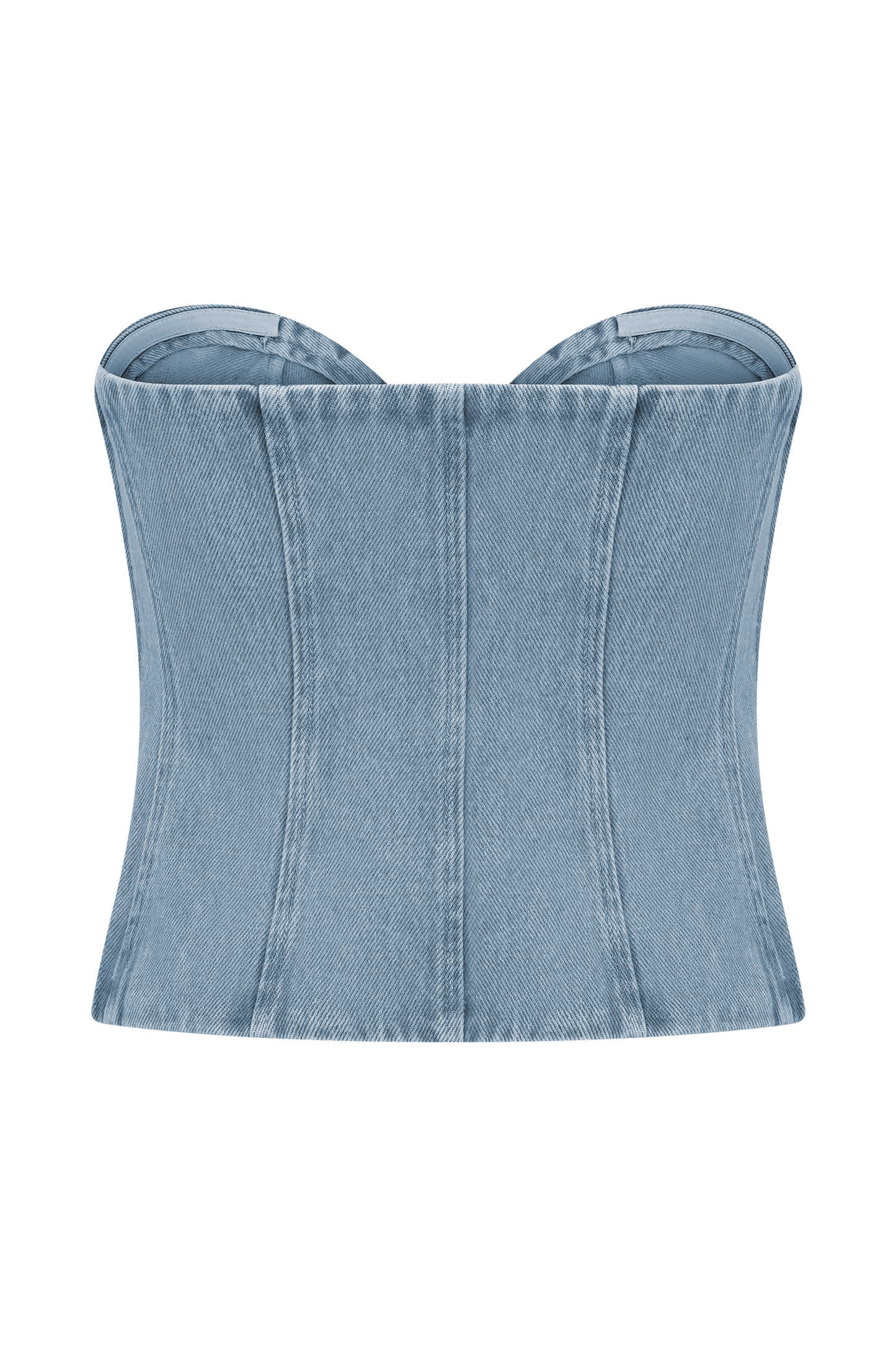 Top en jean sans bretelles à surpiqûres Tully - Bleu des années 80
