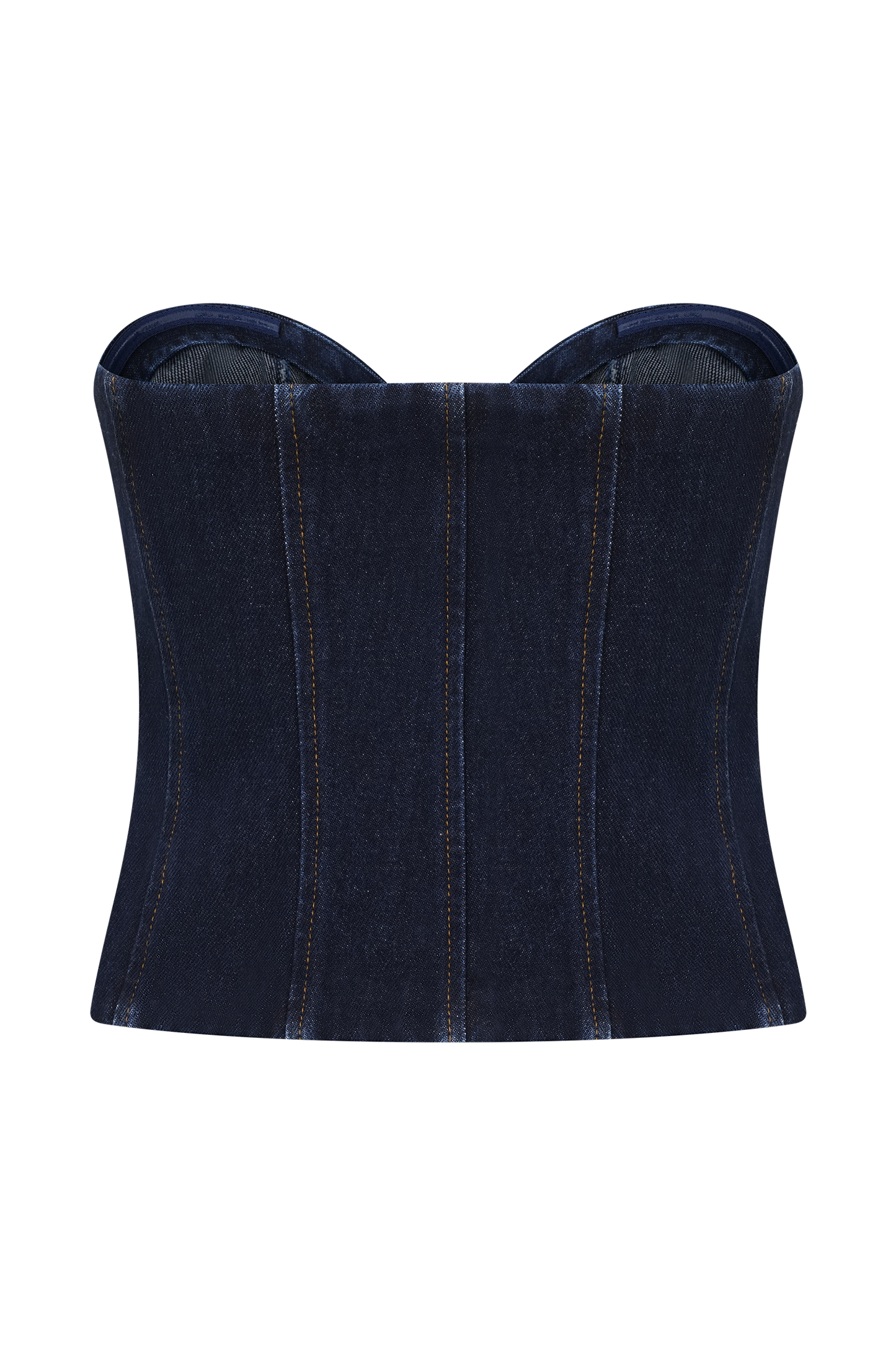 Top en jean sans bretelles à surpiqûres Tully - Bleu indigo