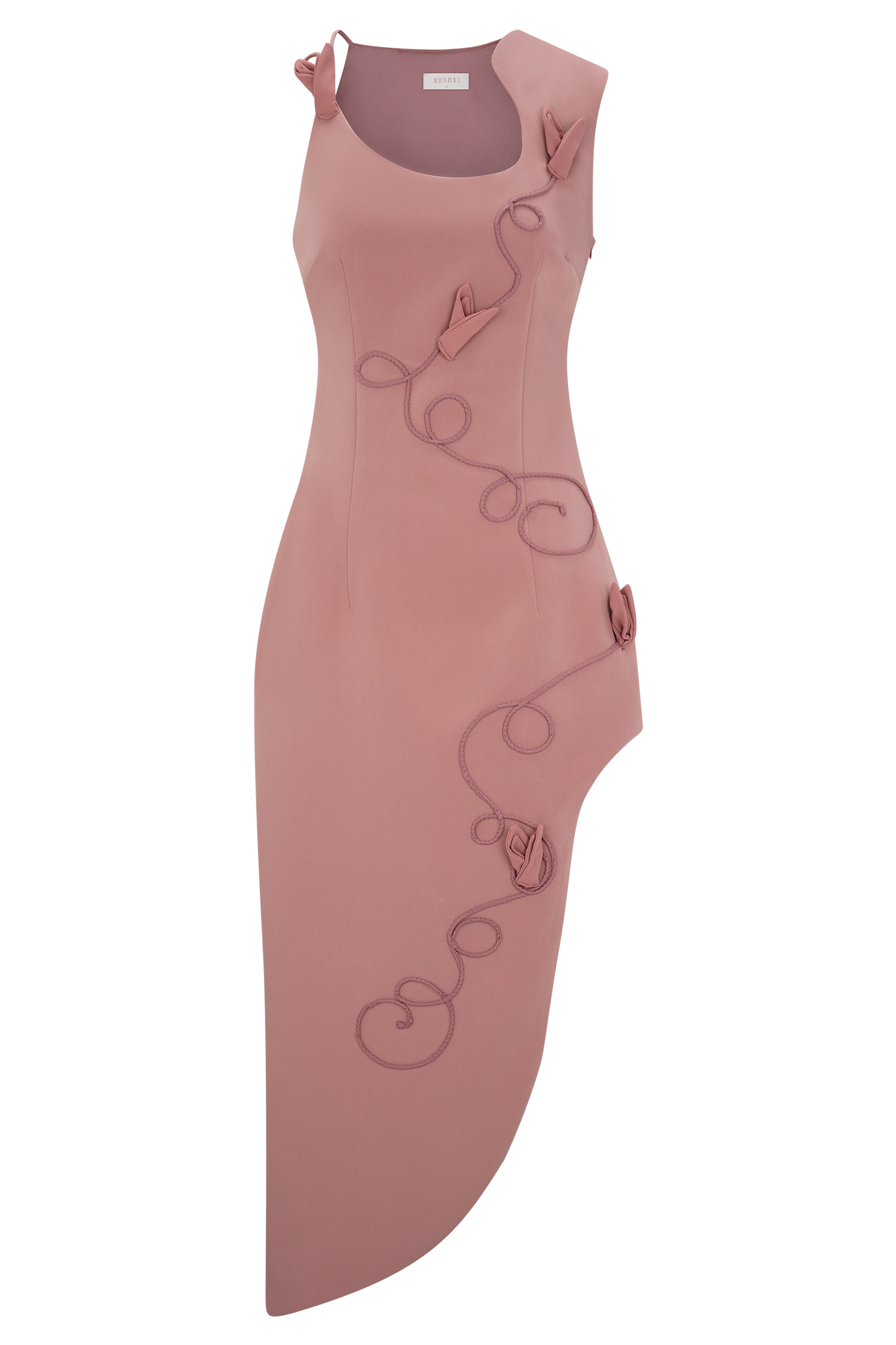 Robe midi brodée Virginia en tissu de costume - Rose brûlé