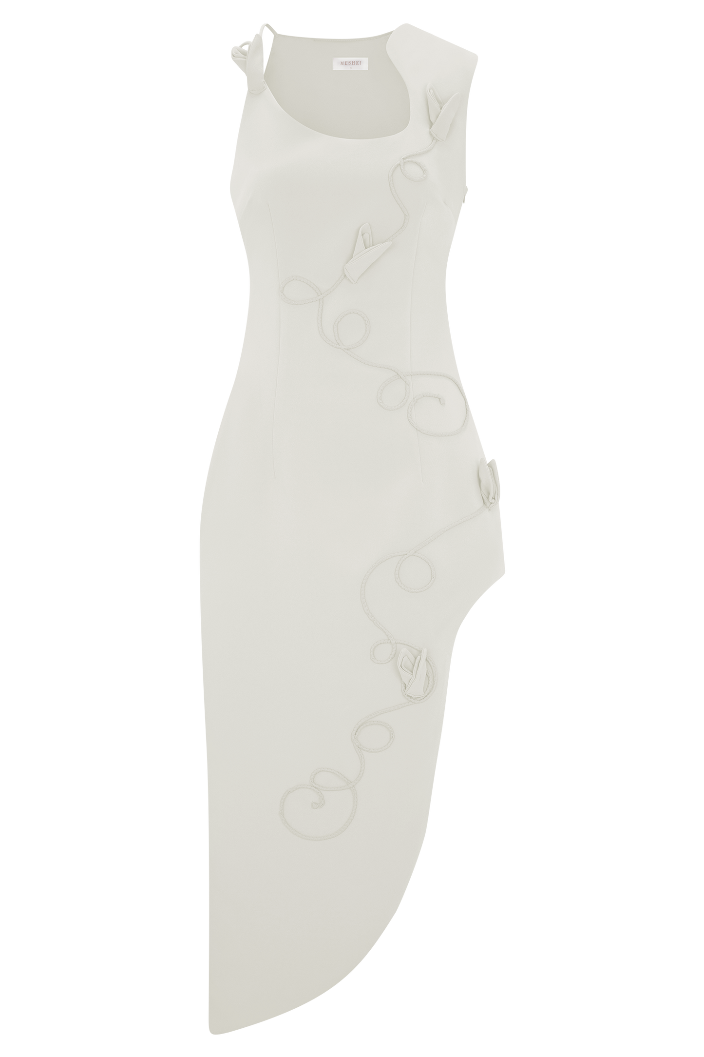 Robe midi brodée Virginia en tailleur - Blanc