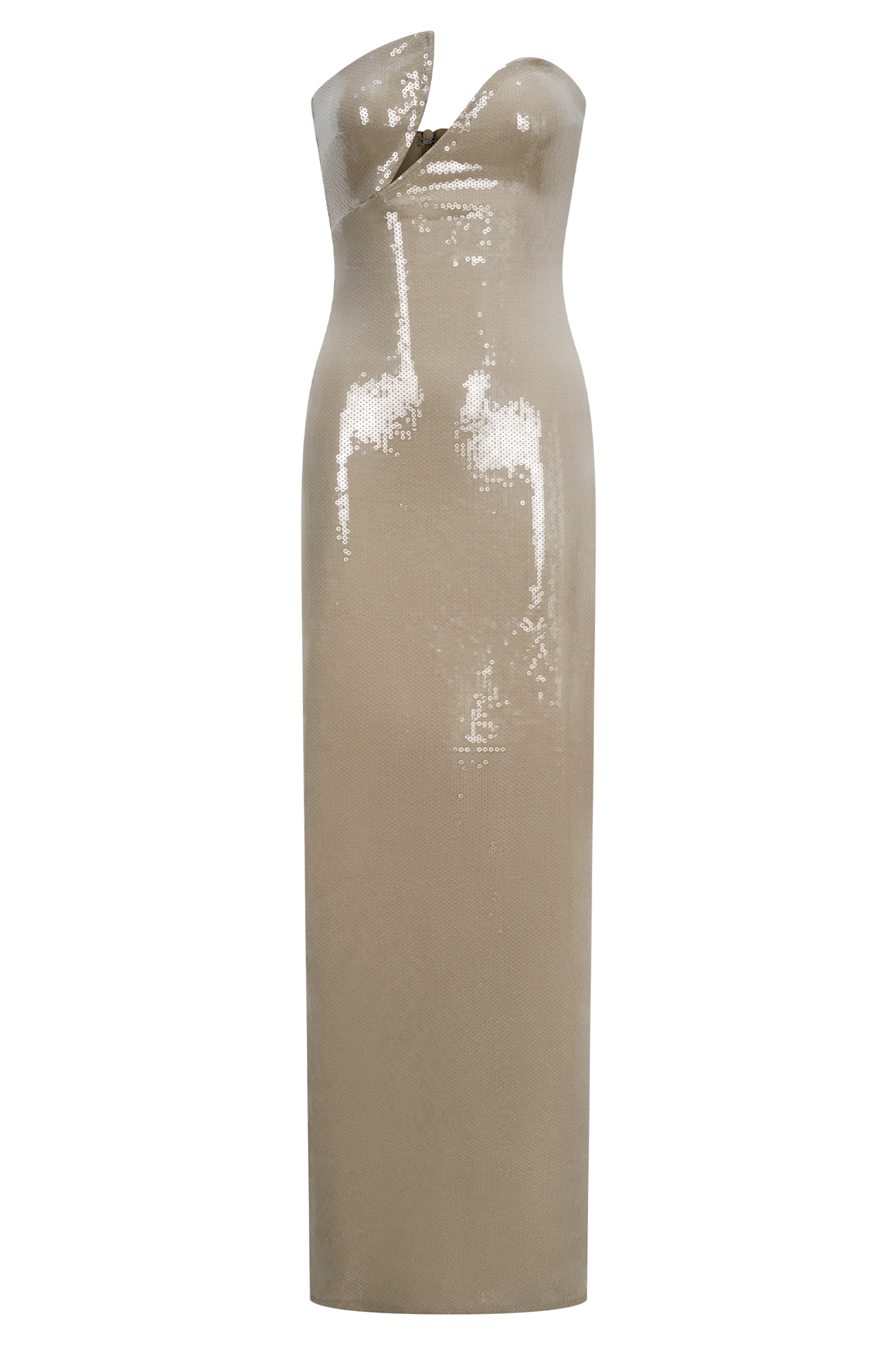 Robe Maxi sans Bretelles à Paillettes Winston - Taupe