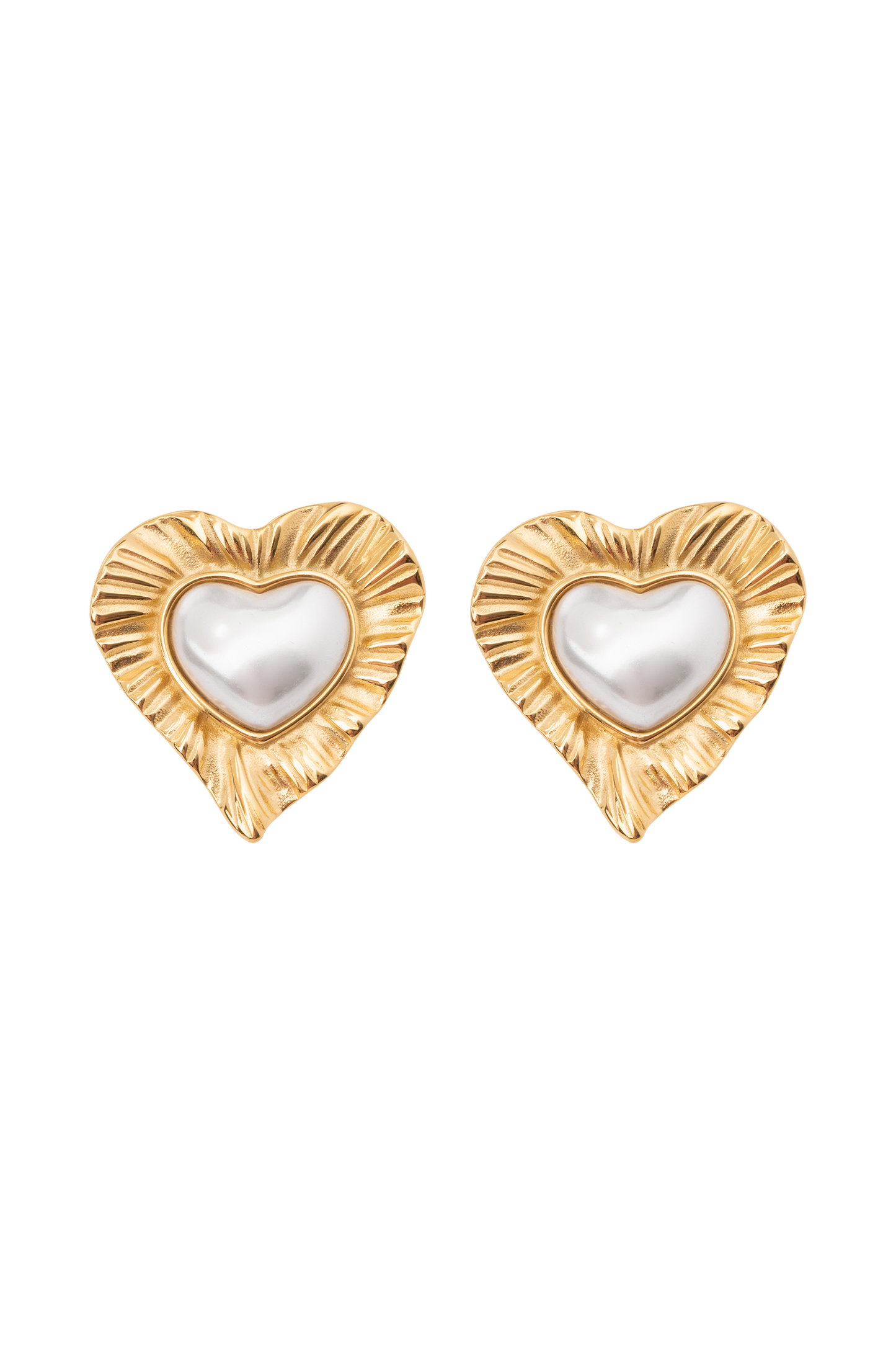 Boucles d'oreilles perles "Cœur à Cœur" - Or