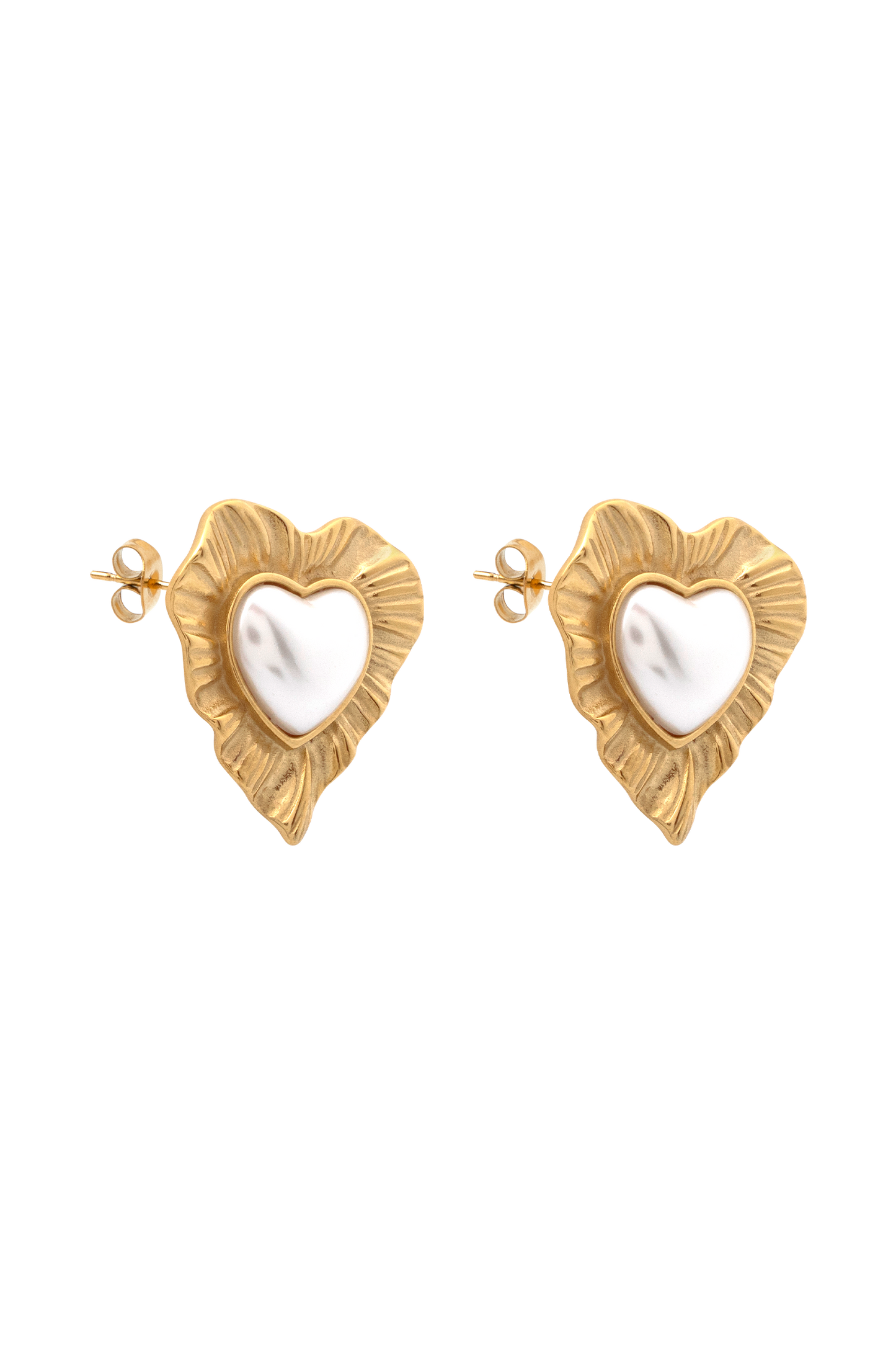 Boucles d'oreilles perles "Cœur à Cœur" - Or