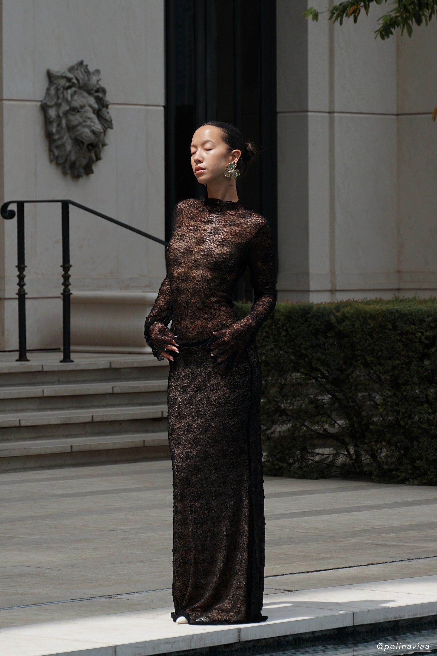 Jupe Maxi en Dentelle Transparent Robyn - Noir