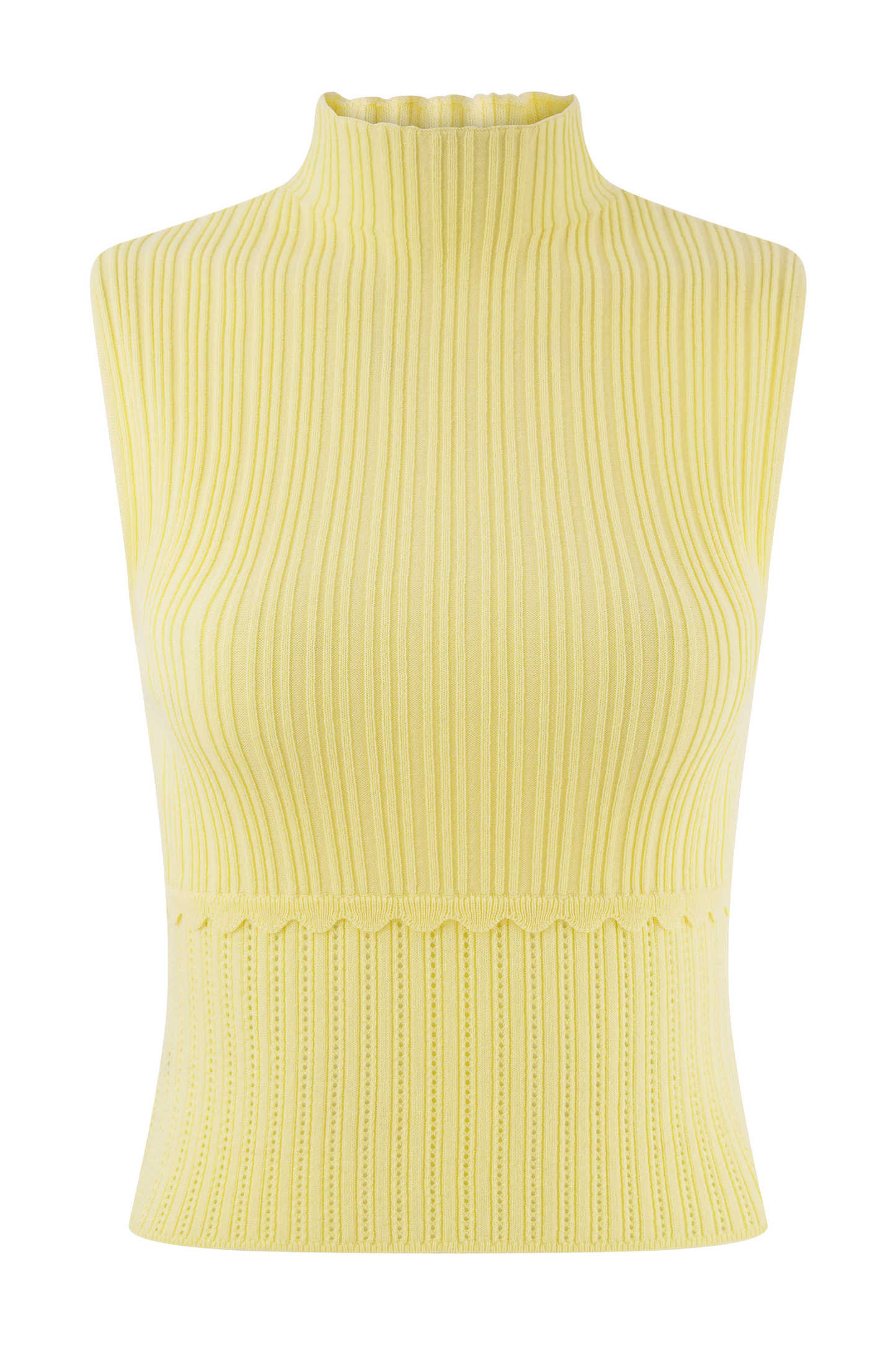 Top en tricot à mailles pointillées Indy - Citron