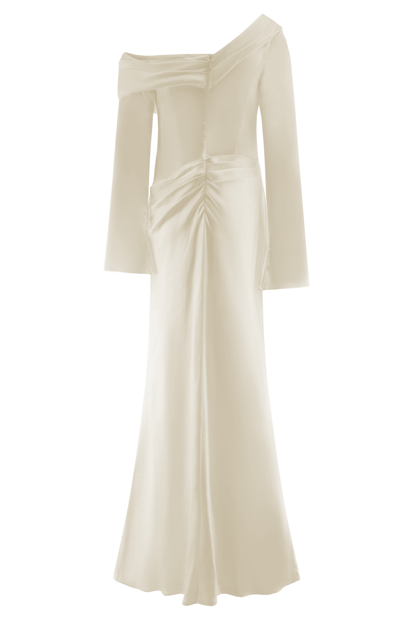 Iris Robe Maxi Satin à Manches Longues - Or Poudré