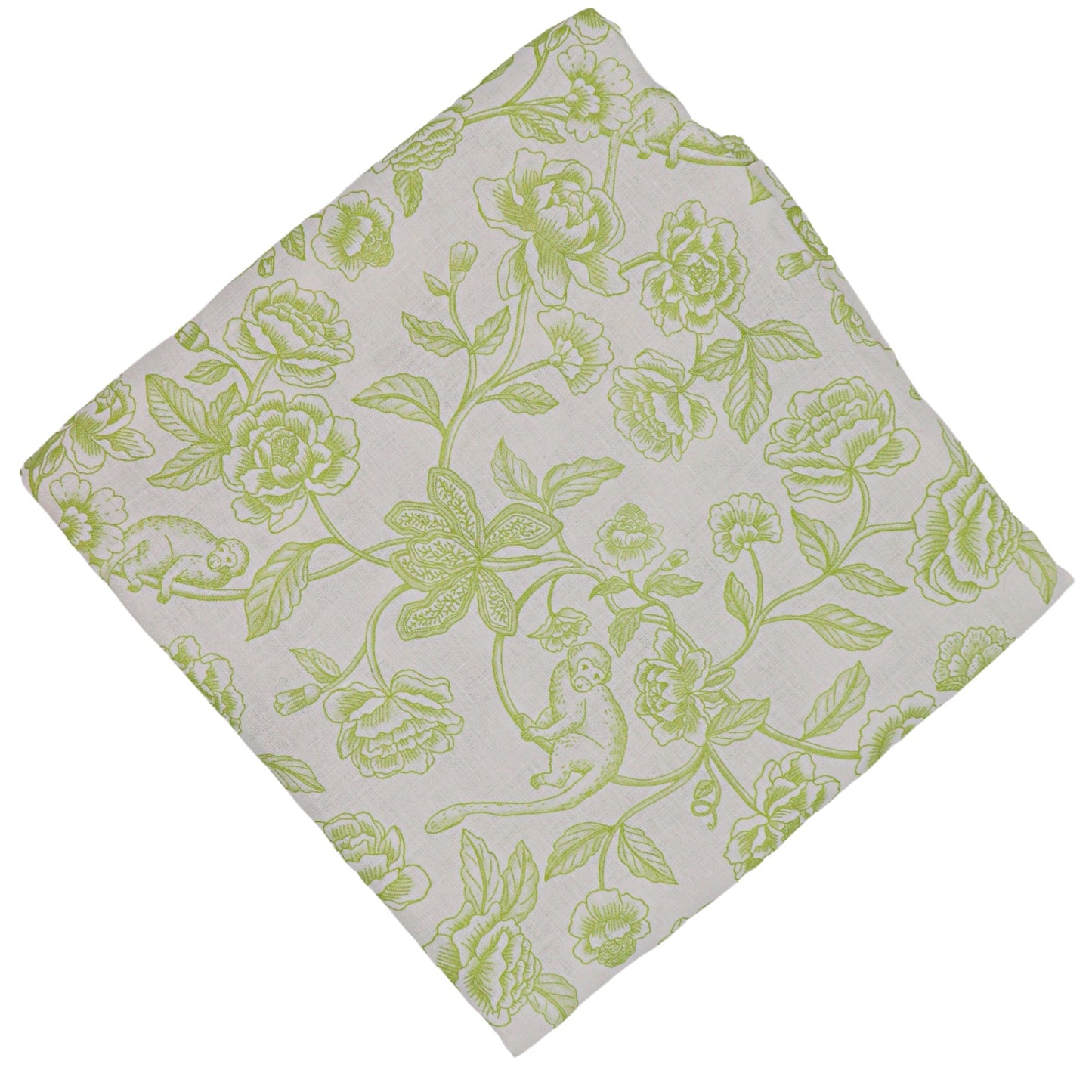 Nappe en lin Ivory Flora Parlour en vert et blanc