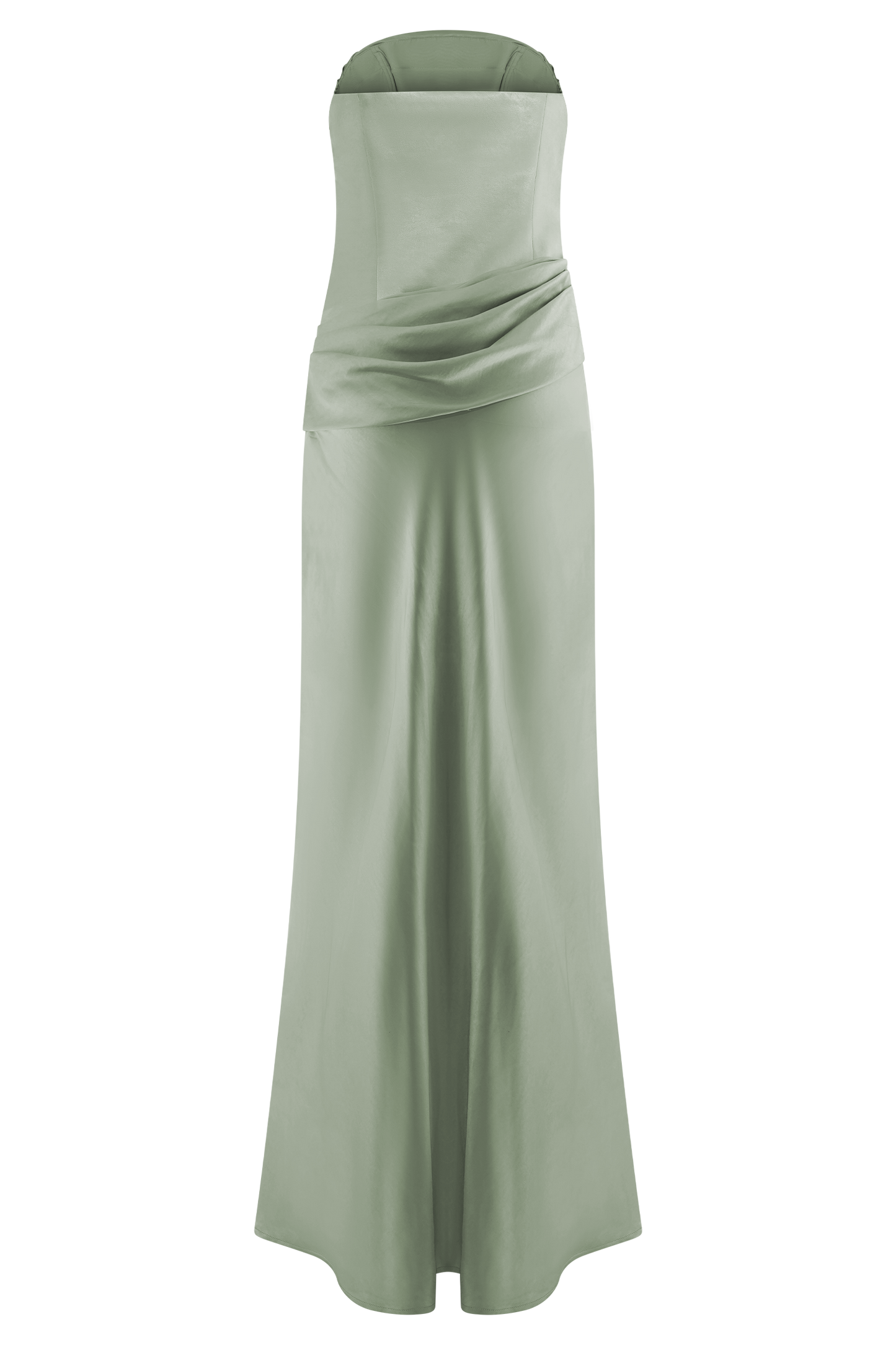 Jasmine Robe Maxi Satin Sans Bretelles - SAGE