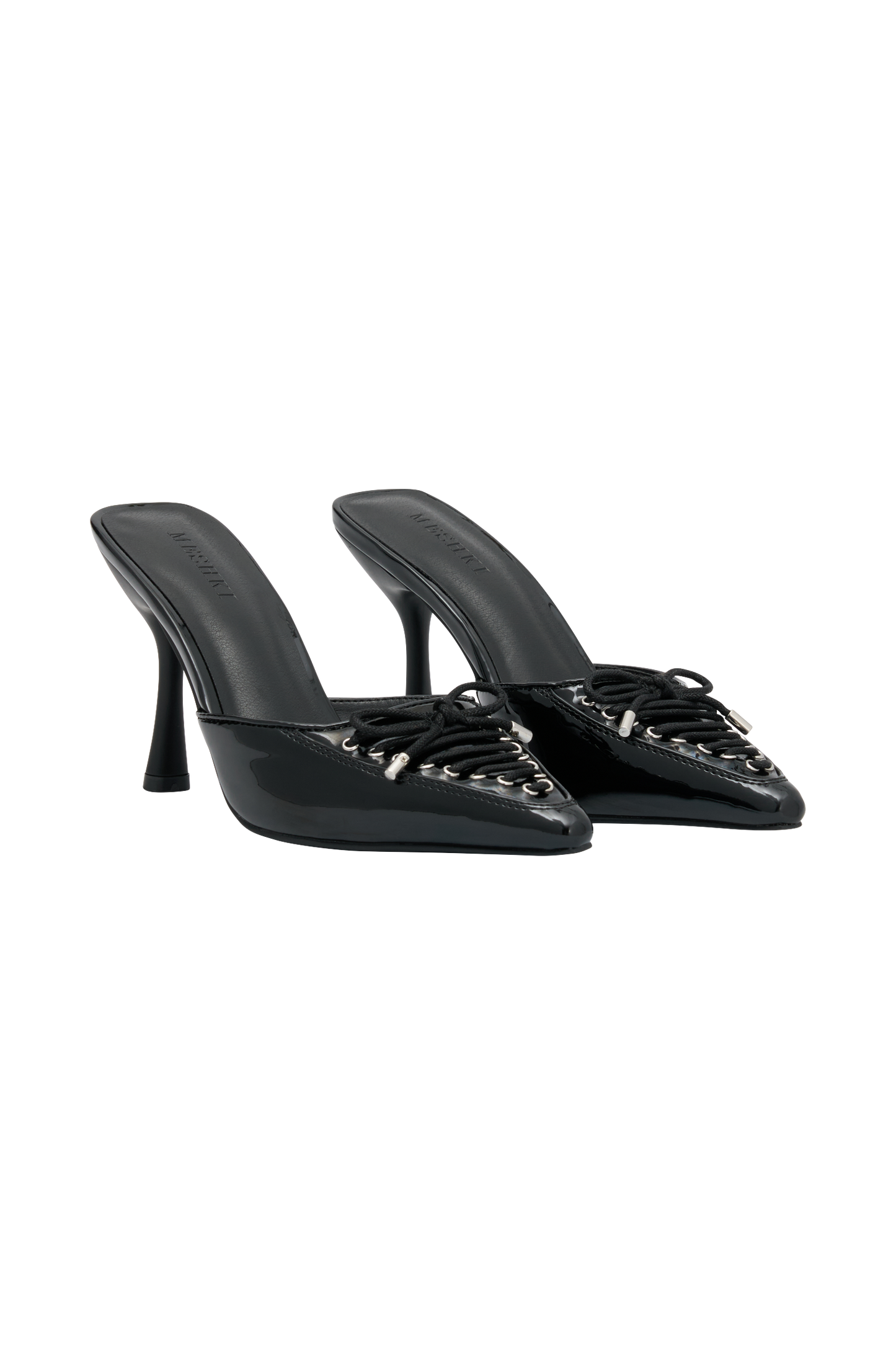 Joanne - Chaussures à talons à lacets en cuir verni - Noir