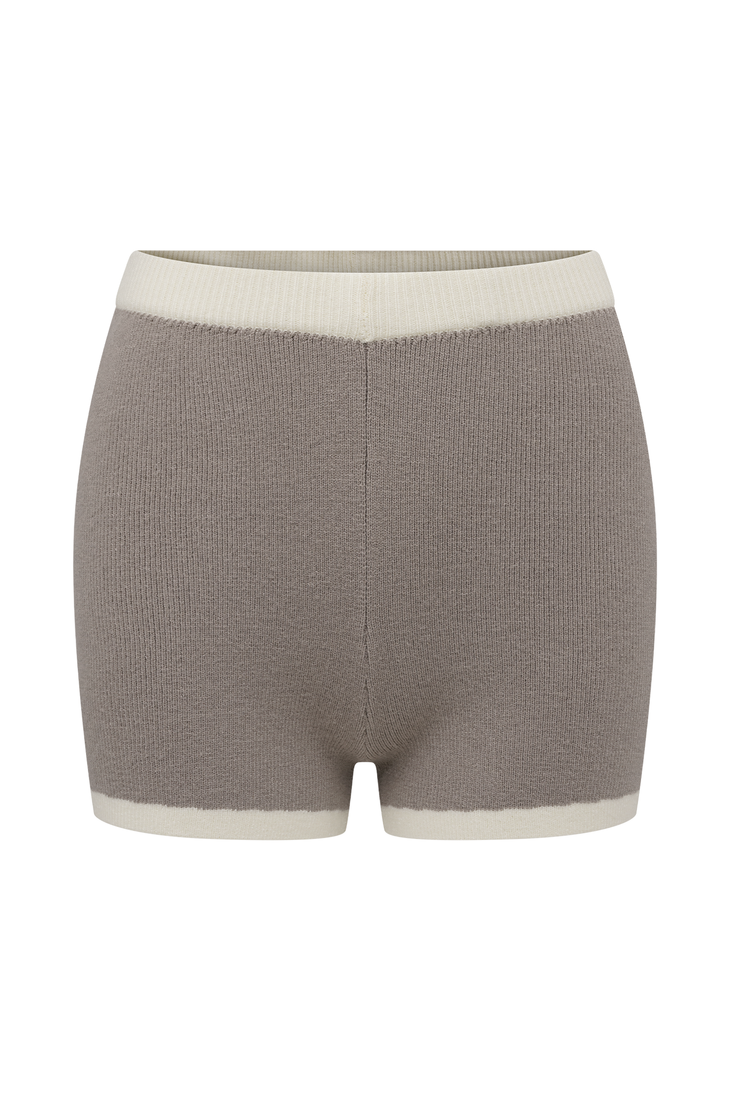 Shorts en tricot contrasté Julianne - Gris pierre/Ivoire