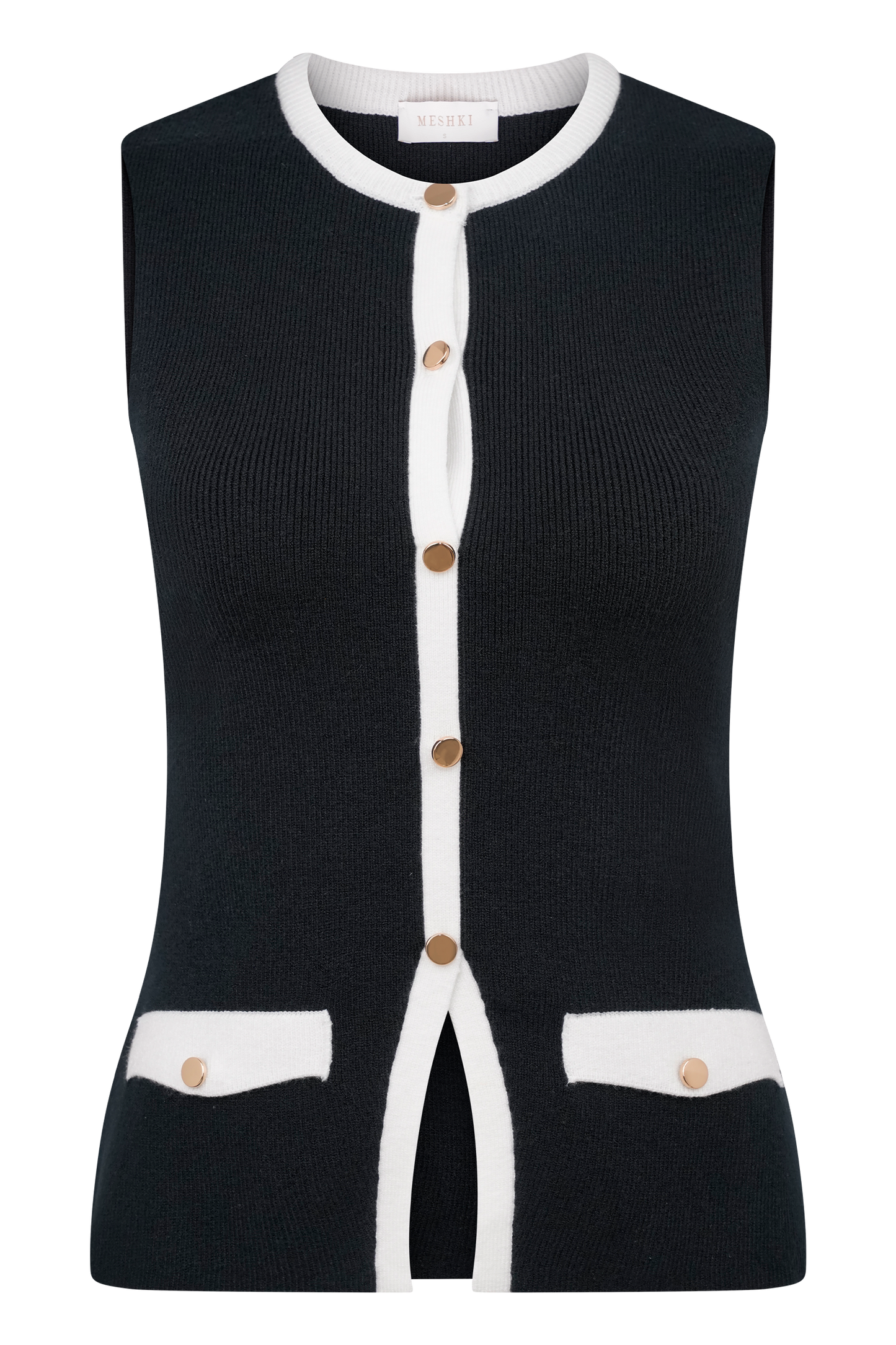 Top en tricot contrasté Julianne - Noir/Blanc
