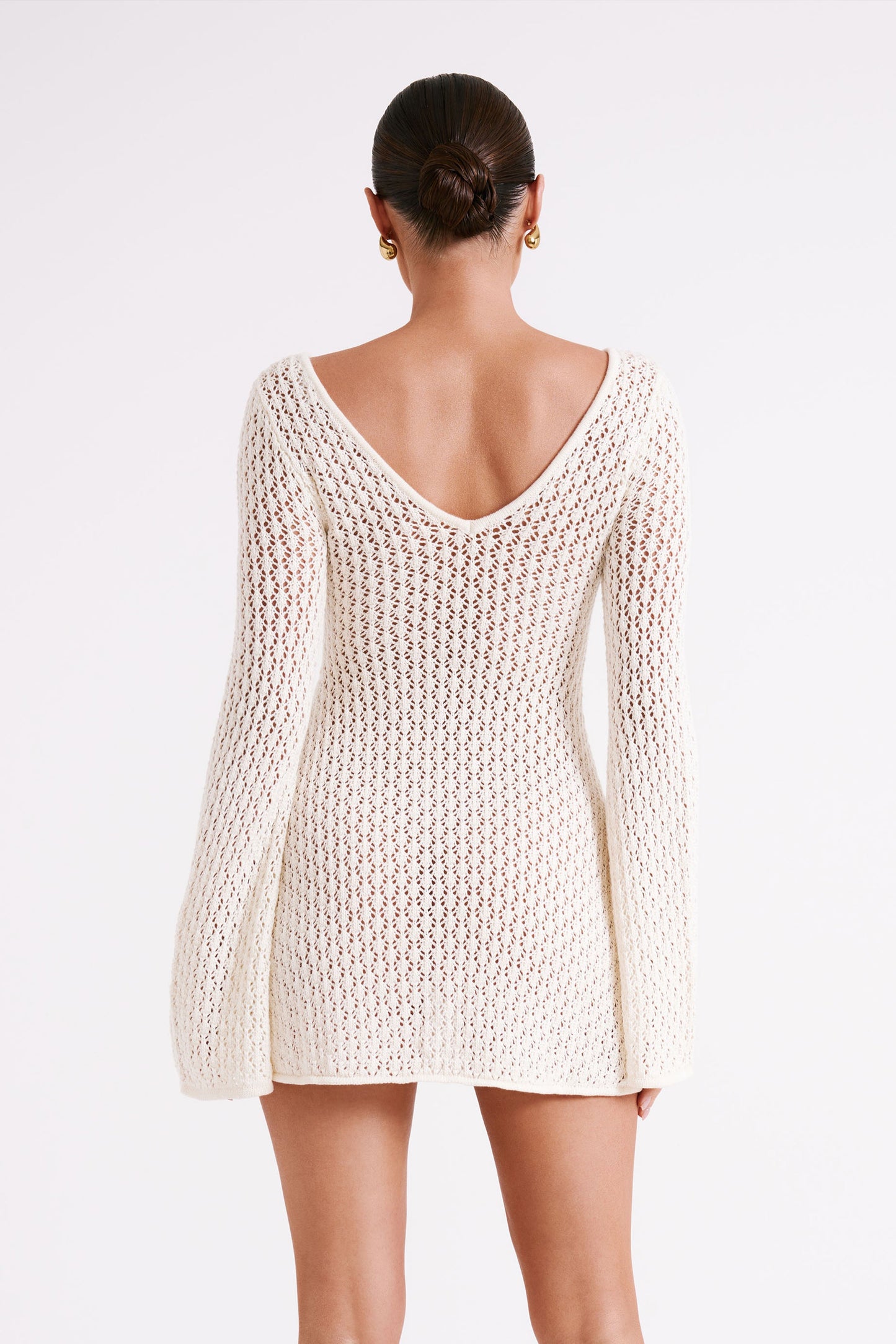 Mini-robe en tricot crochet Kayleigh - Blanc