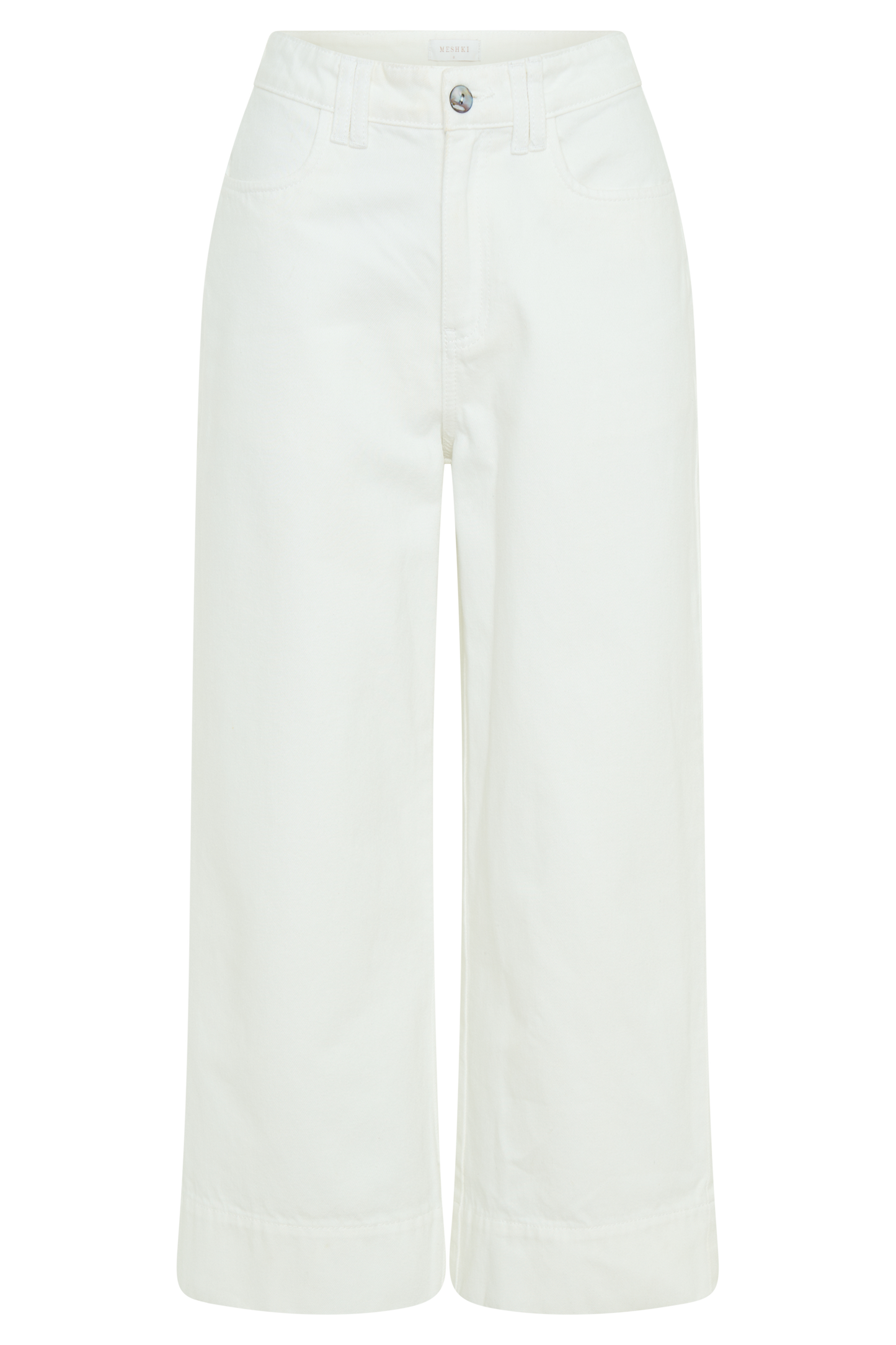 Jeans taille haute et jambe large, modèle Kaitlyn - Blanc