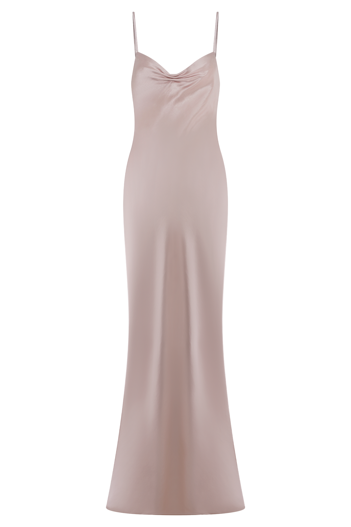 Lilly Robe Maxi Satin à Manches Bouffantes - Rose Poudré
