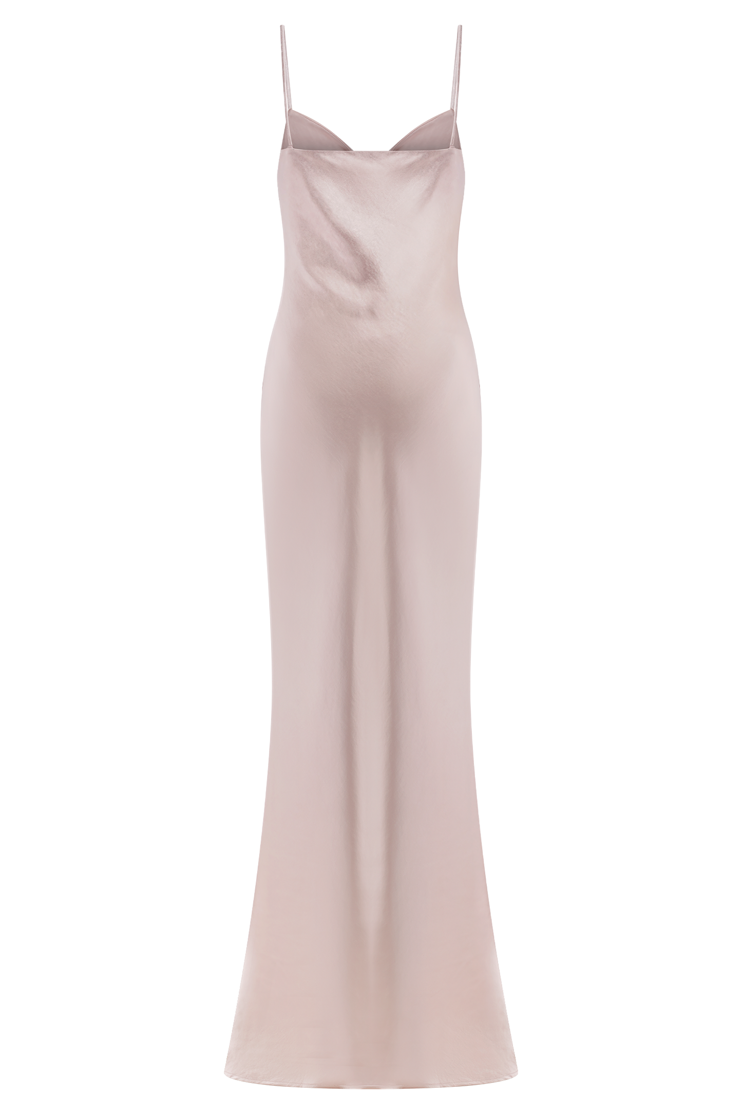 Lilly Robe Maxi Satin à Manches Bouffantes - Rose Poudré