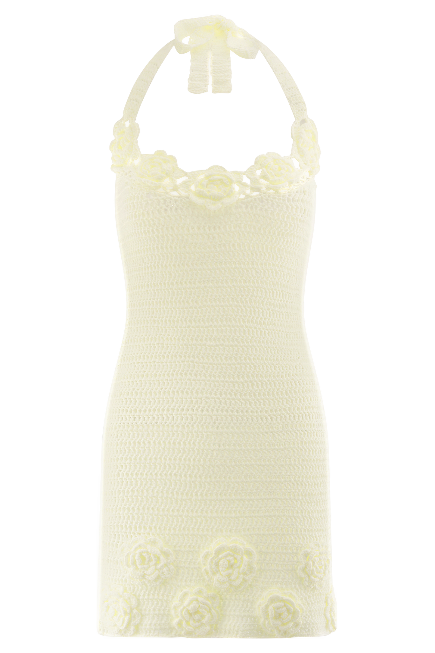 Mini-robe en crochet floral Liyah - Ivoire