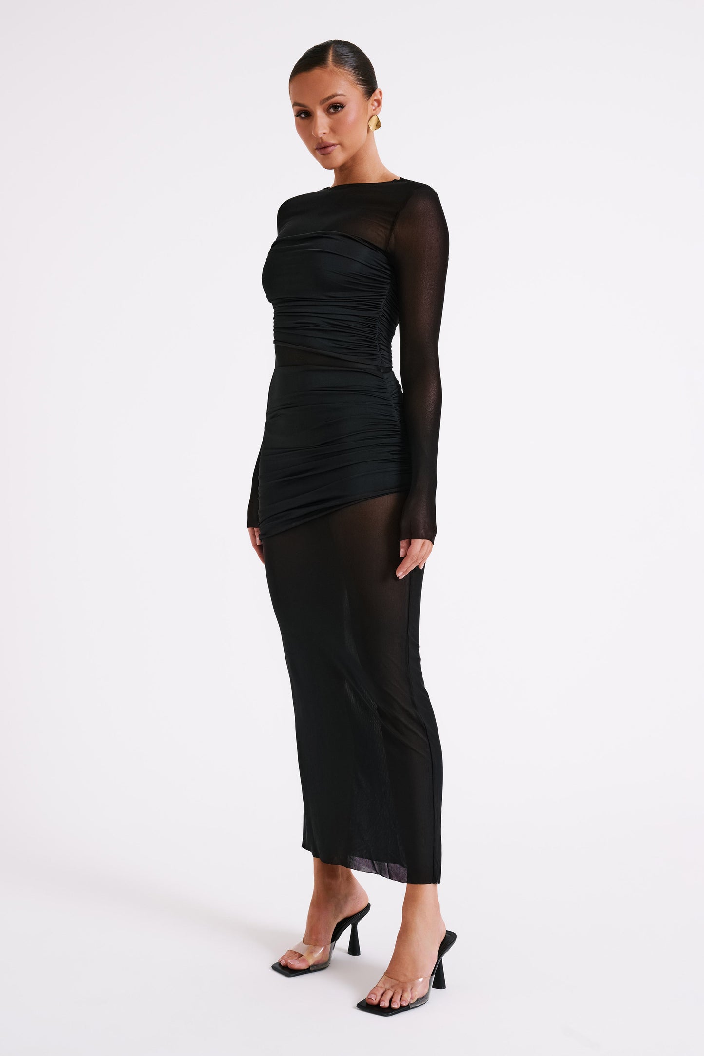 Robe Maxi en Maille et Nylon Kate - Noir