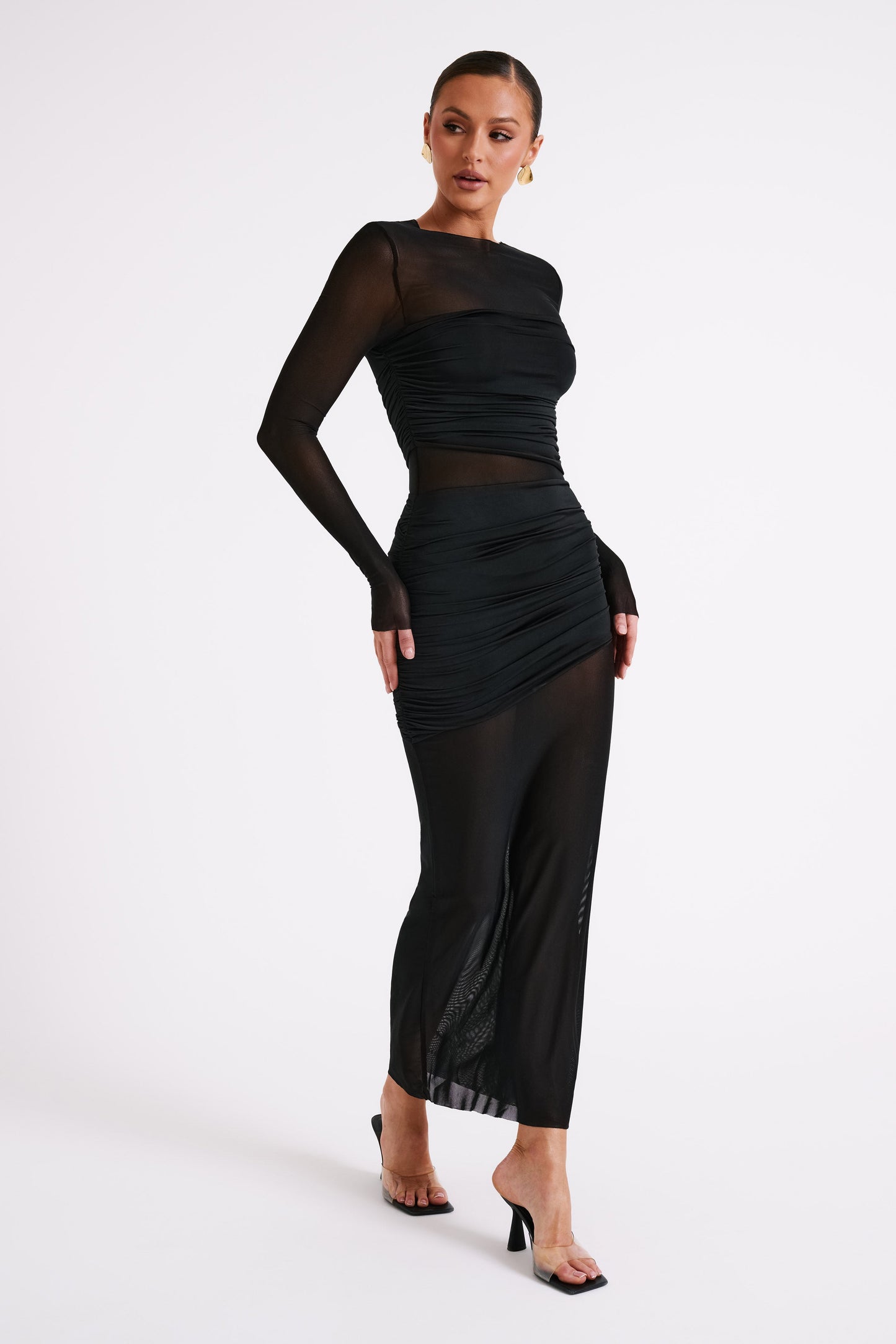 Robe Maxi en Maille et Nylon Kate - Noir