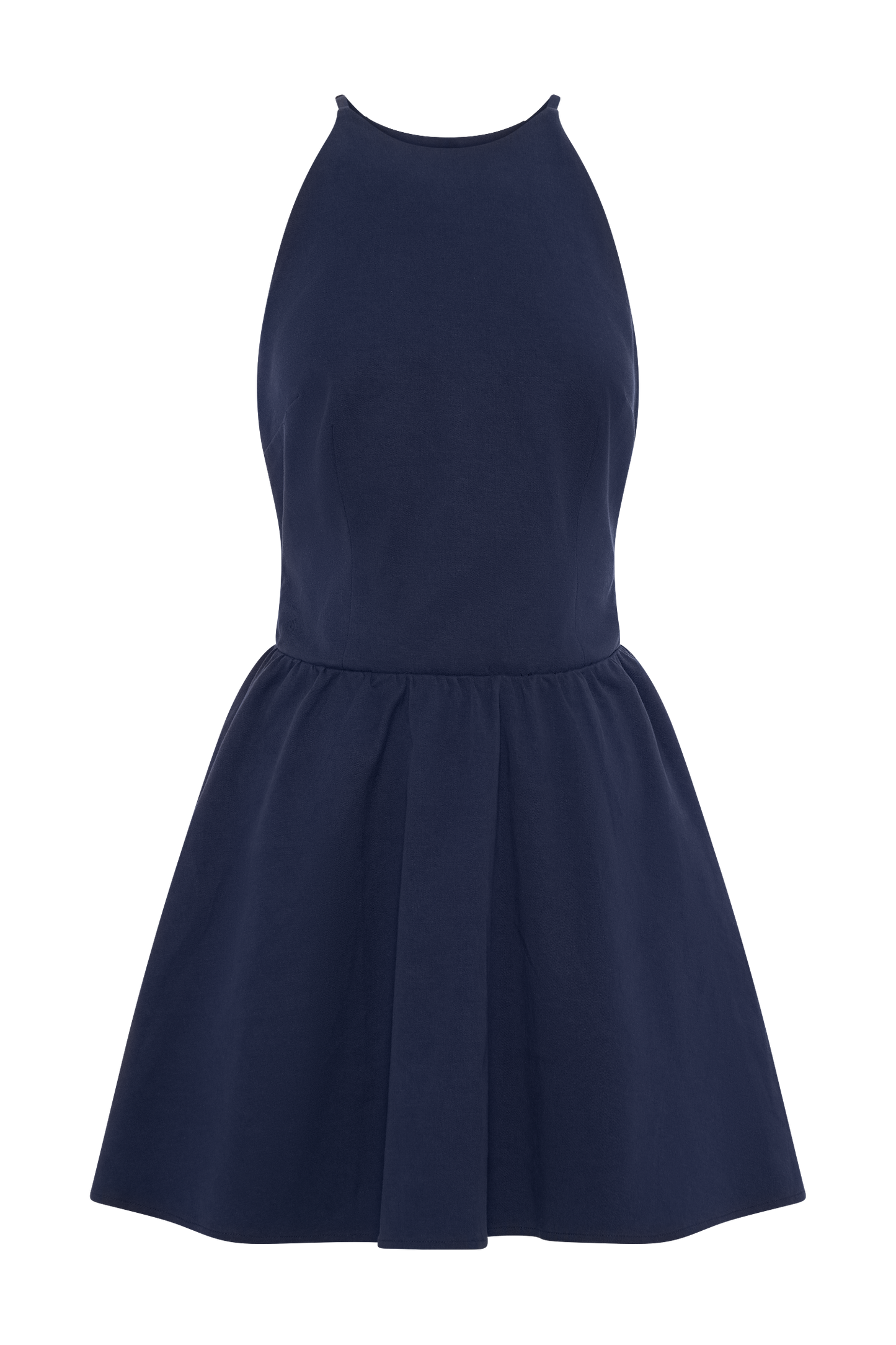 Mini-robe Carolina en coton avec décolleté en halter - Bleu marine
