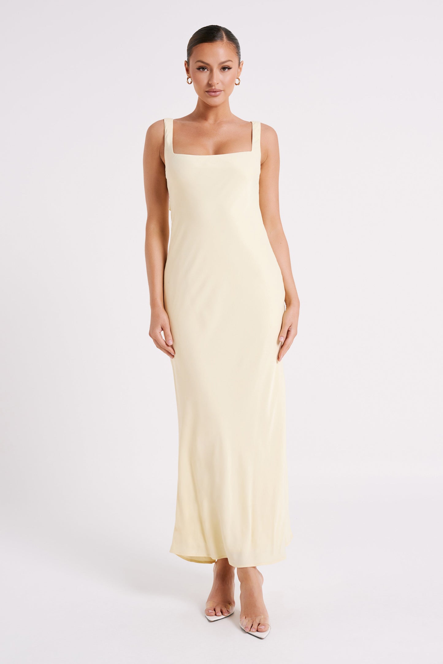 Ensley Robe Maxi en Satin - Jaune Clair