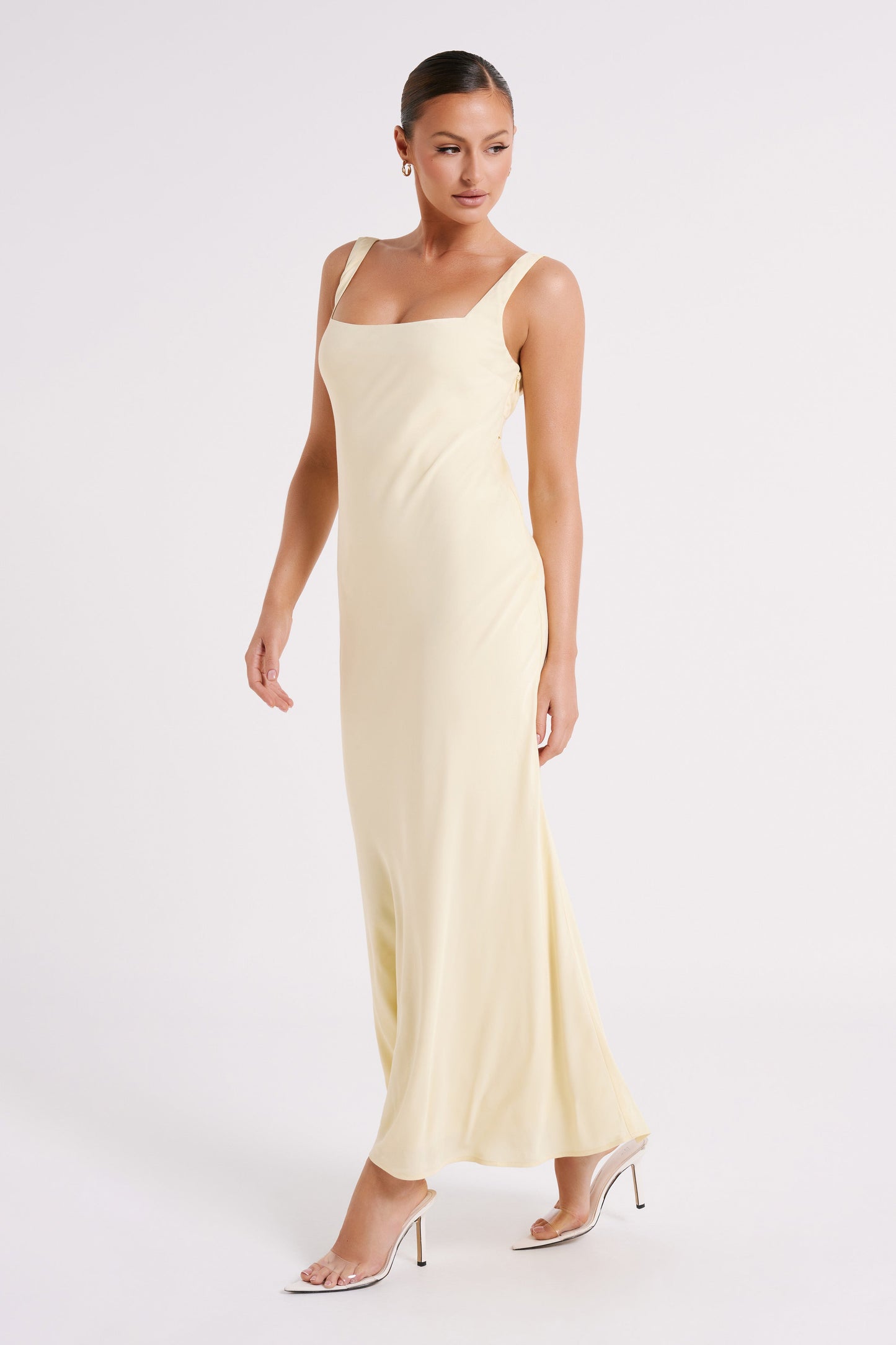 Ensley Robe Maxi en Satin - Jaune Clair
