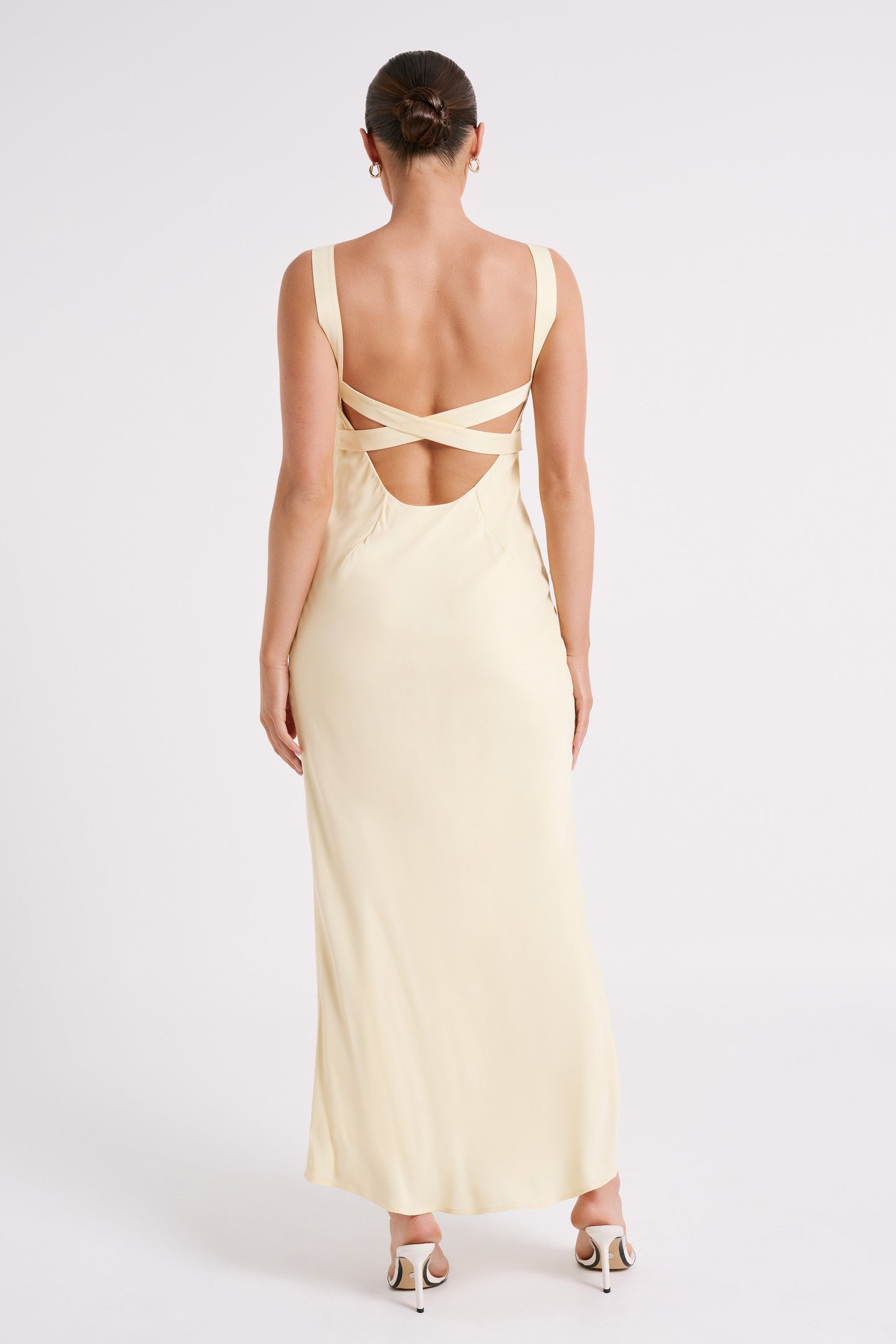 Ensley Robe Maxi en Satin - Jaune Clair