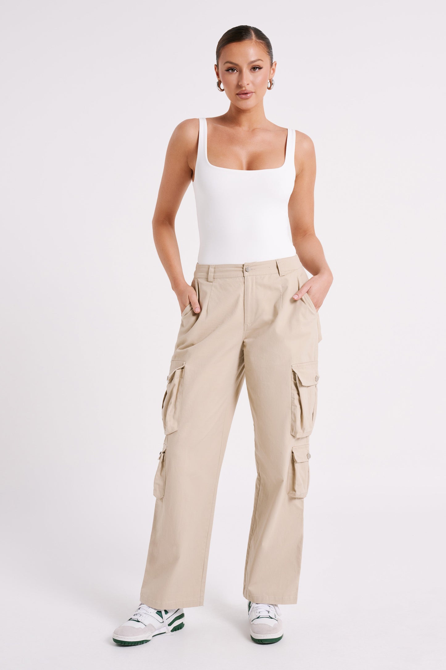 Bodysuit Charlie en nylon recyclé avec col rond - Blanc
