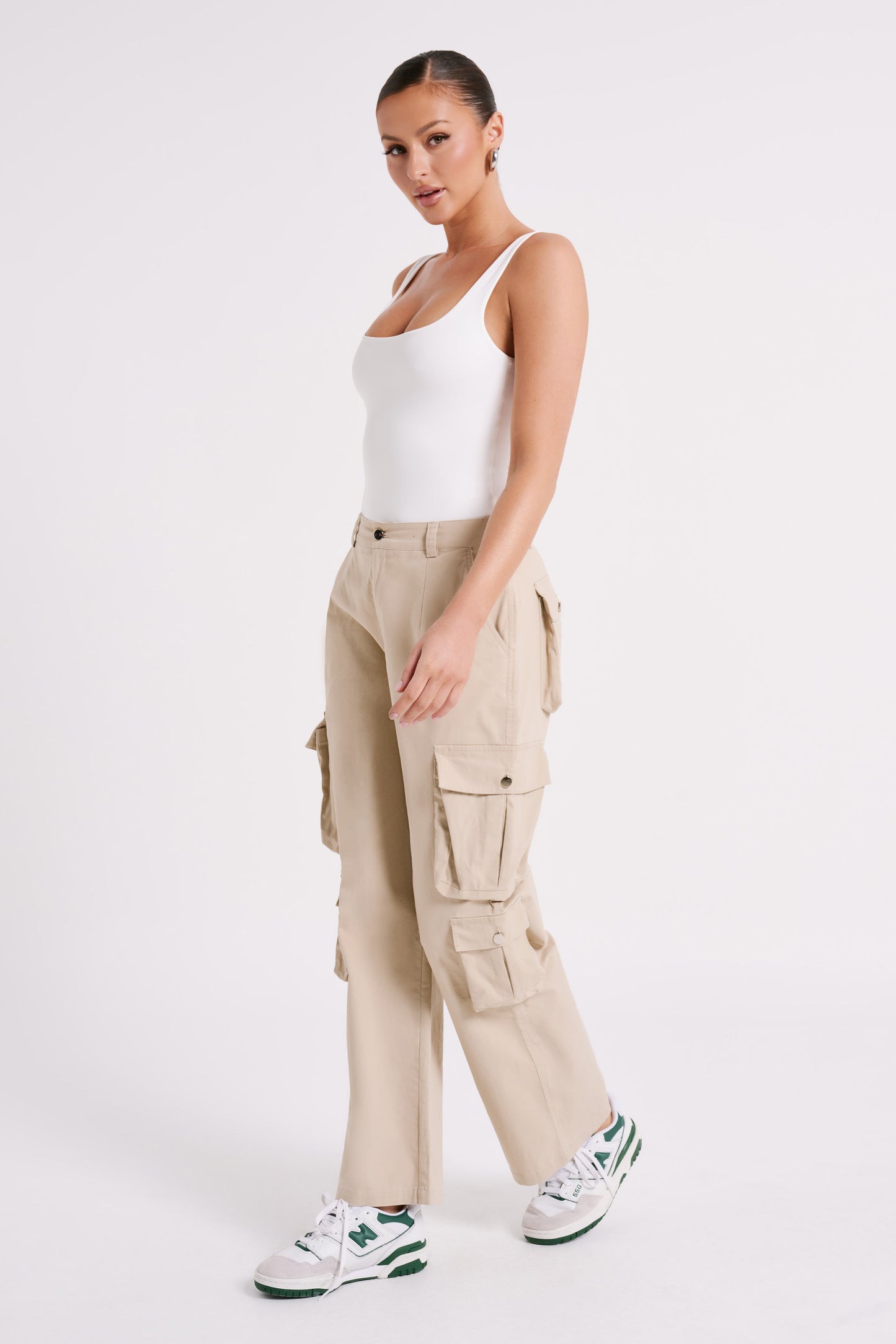 Bodysuit Charlie en nylon recyclé avec col rond - Blanc