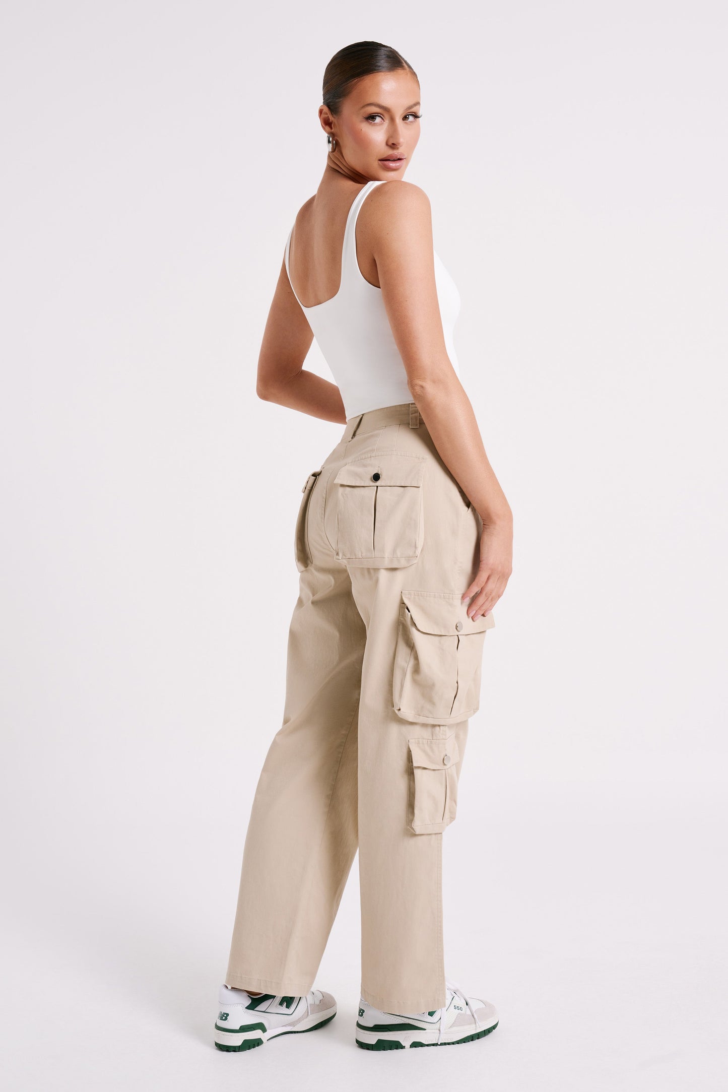 Bodysuit Charlie en nylon recyclé avec col rond - Blanc