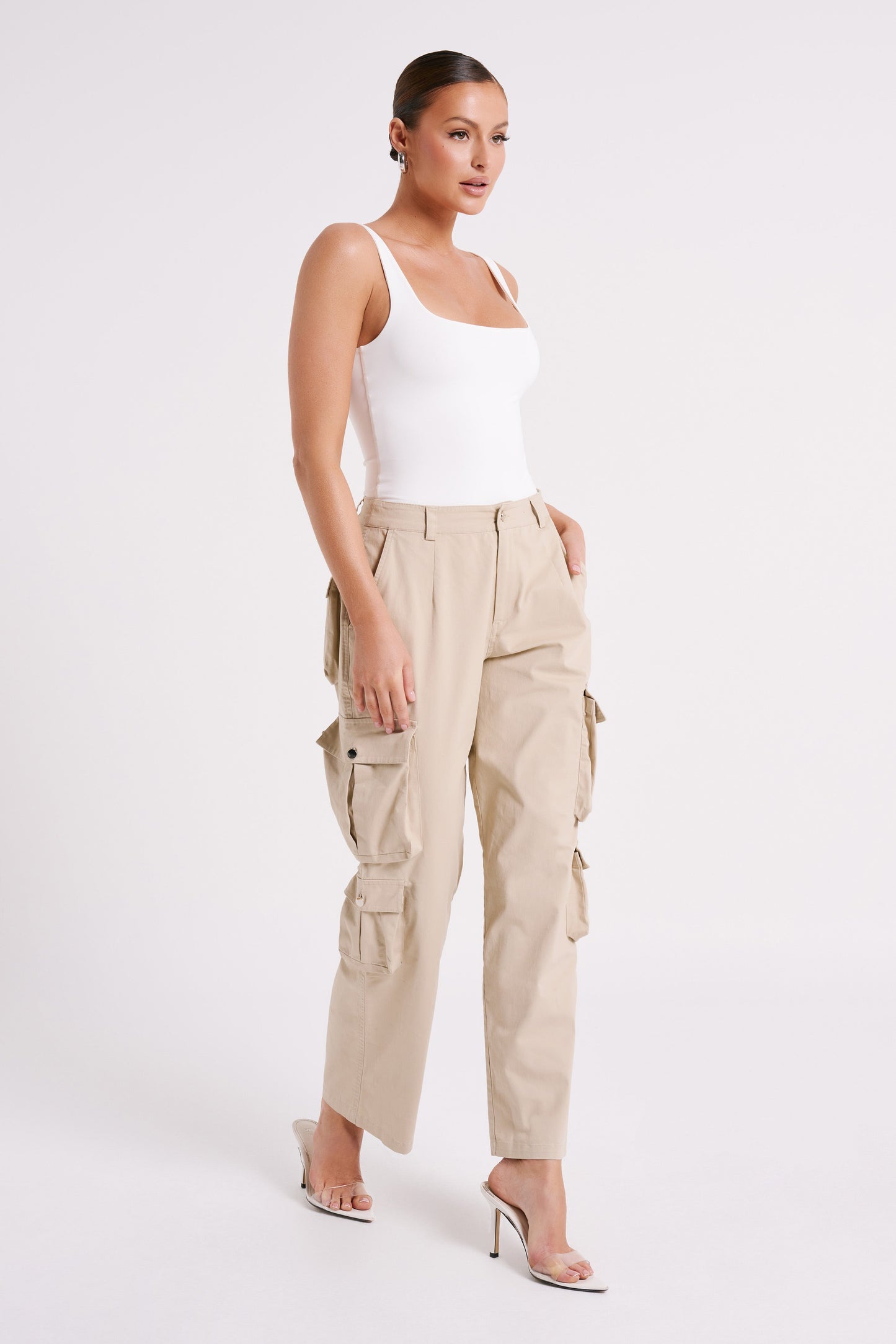 Bodysuit Charlie en nylon recyclé avec col rond - Blanc