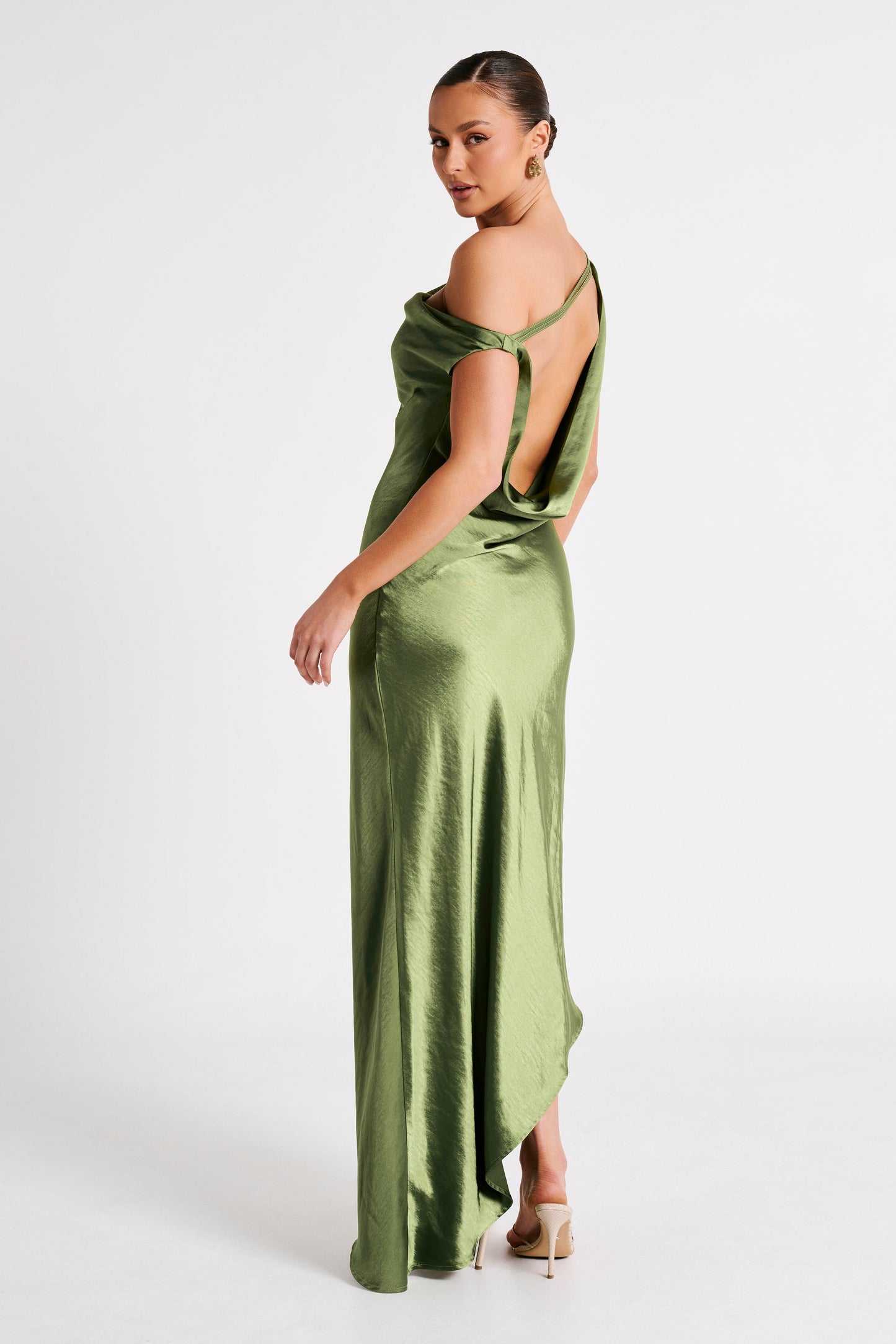 Robe Maxi Yvette à Bretelles et Bords Découpes - Émeraude