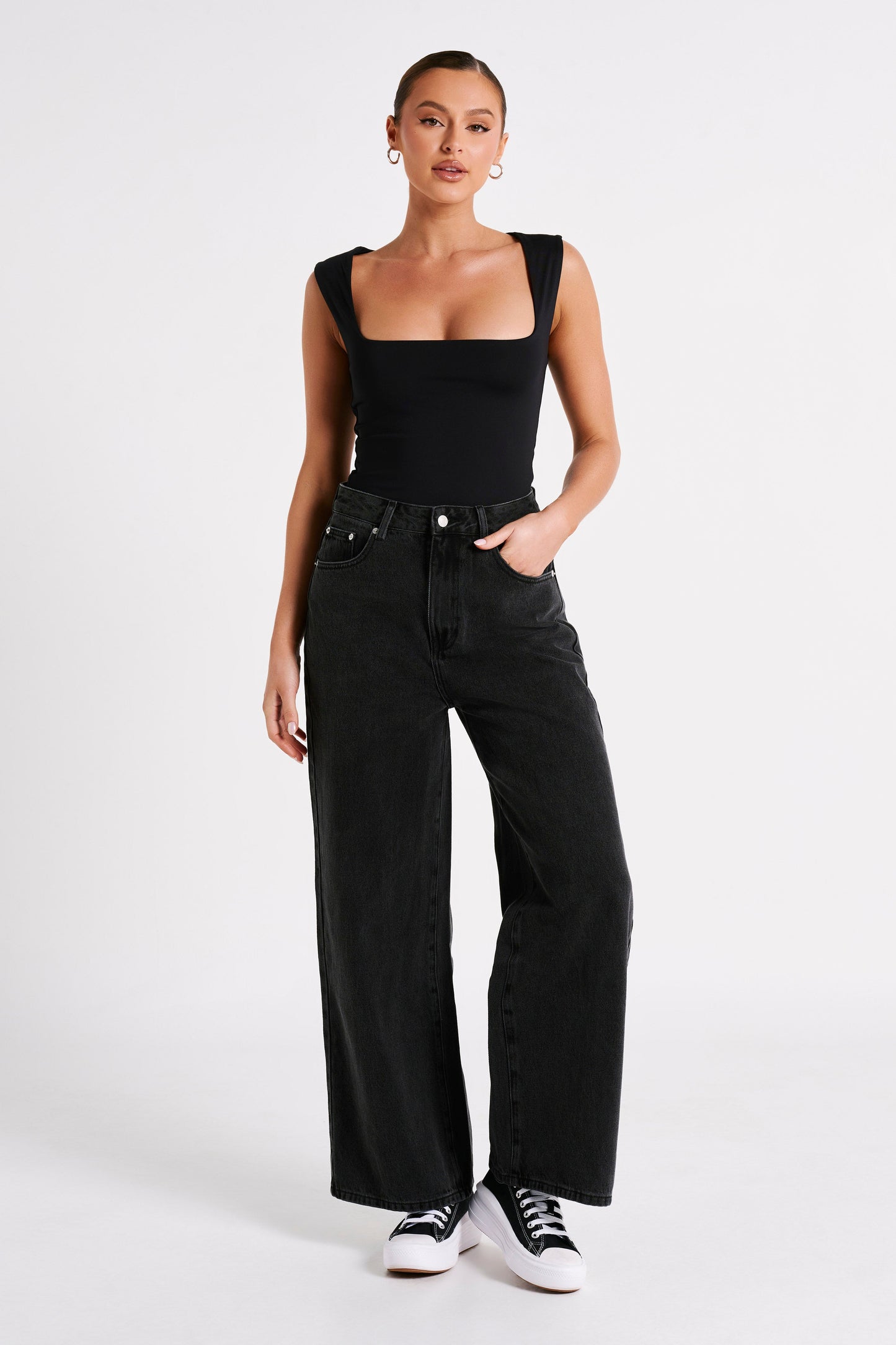 Top long en nylon recyclé Linley - Noir