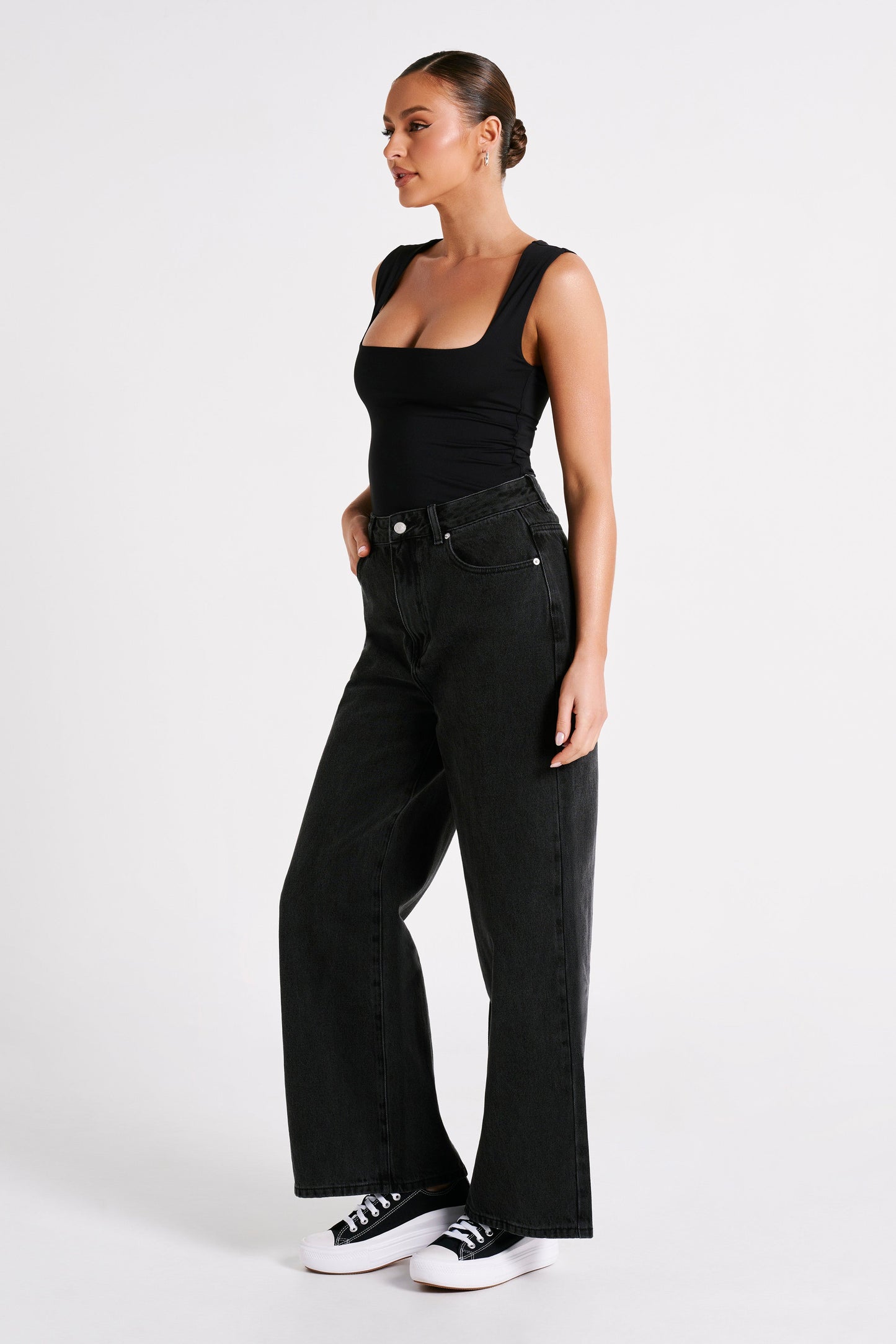 Top long en nylon recyclé Linley - Noir