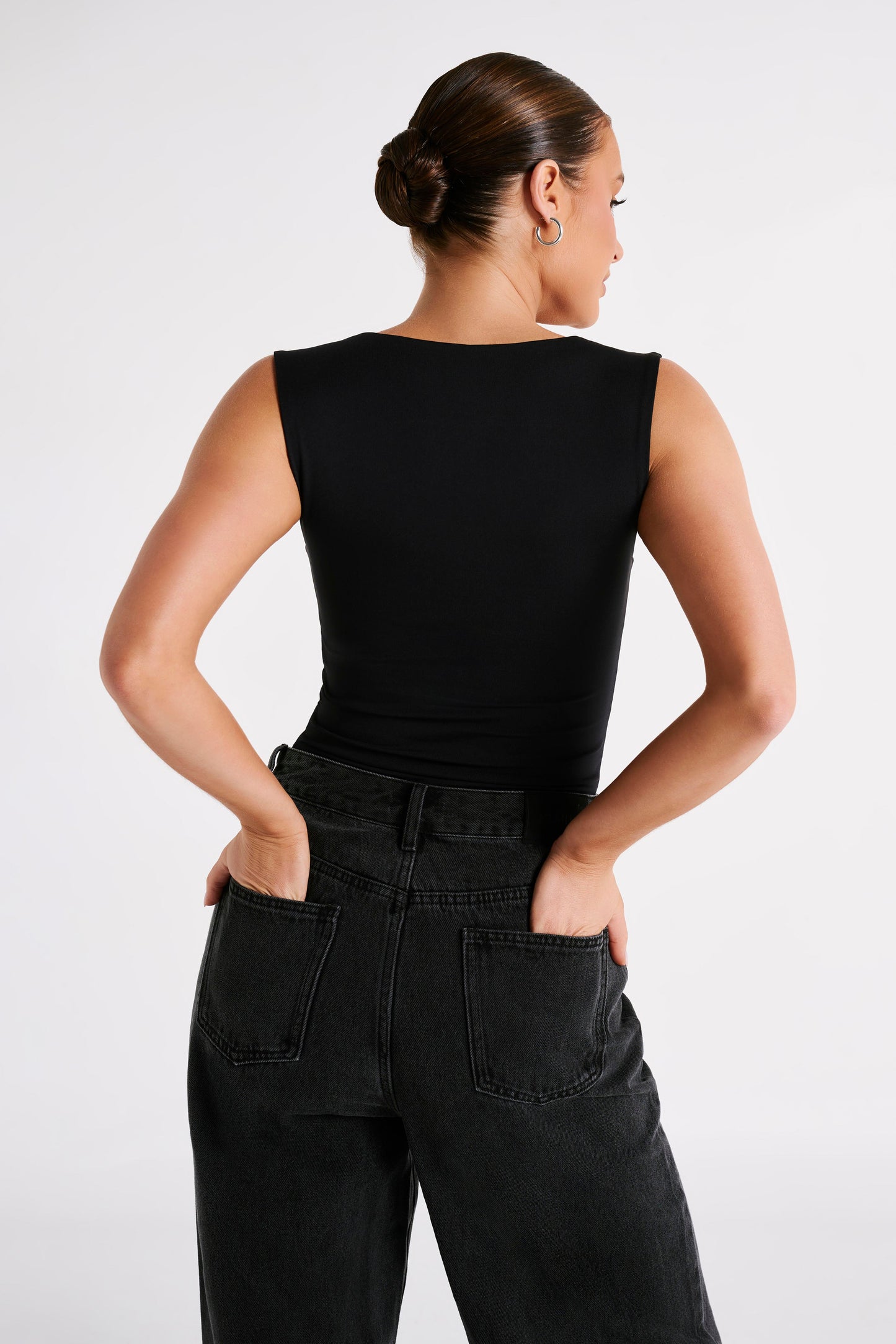 Top long en nylon recyclé Linley - Noir