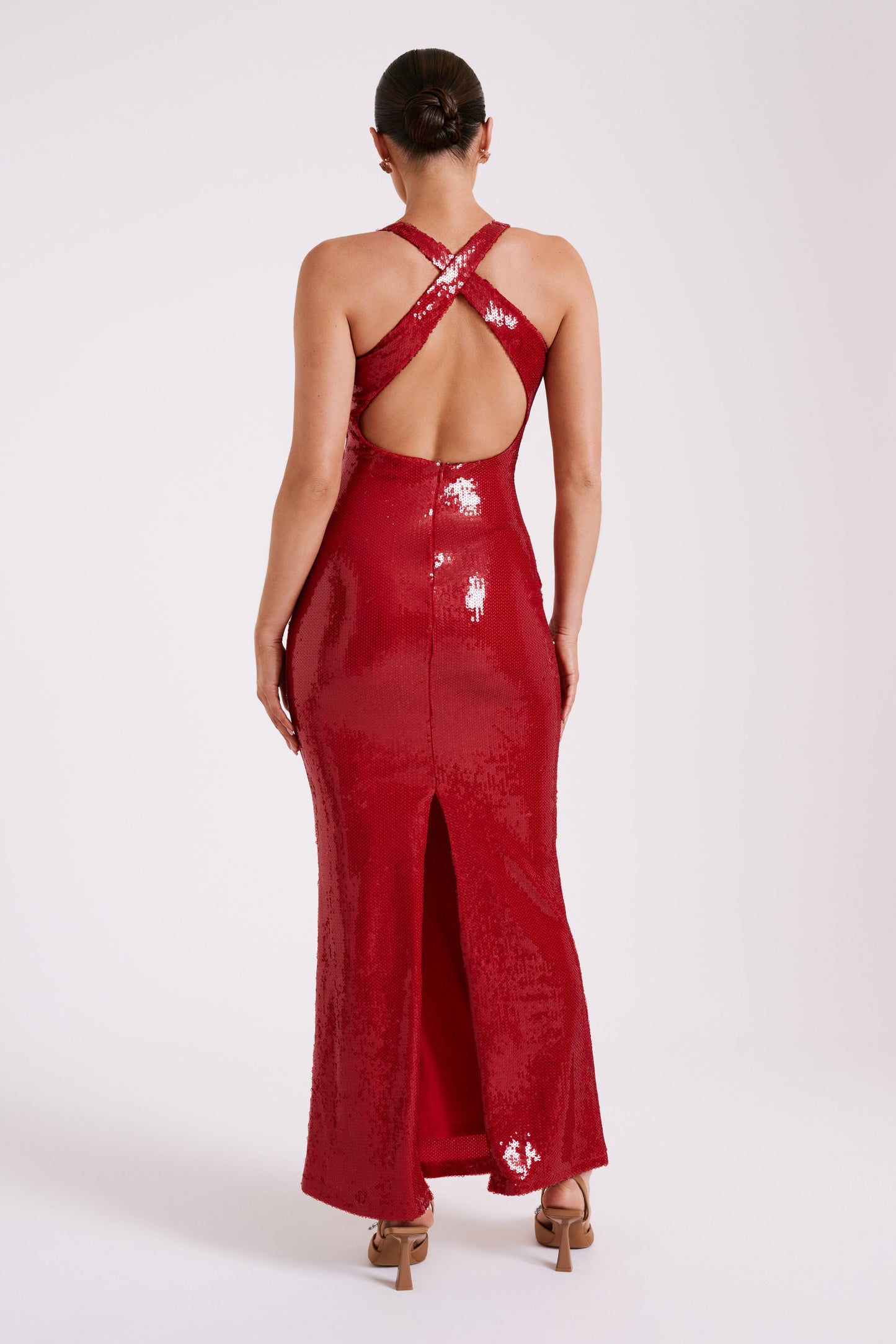 Robe Maxi à paillettes Eliza Rose - Rouge