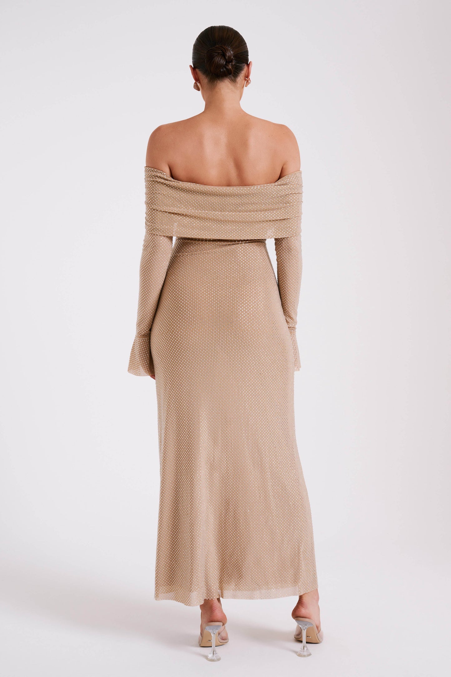 Robe Maxi Marcel à épaules dénudées et strass - Nude
