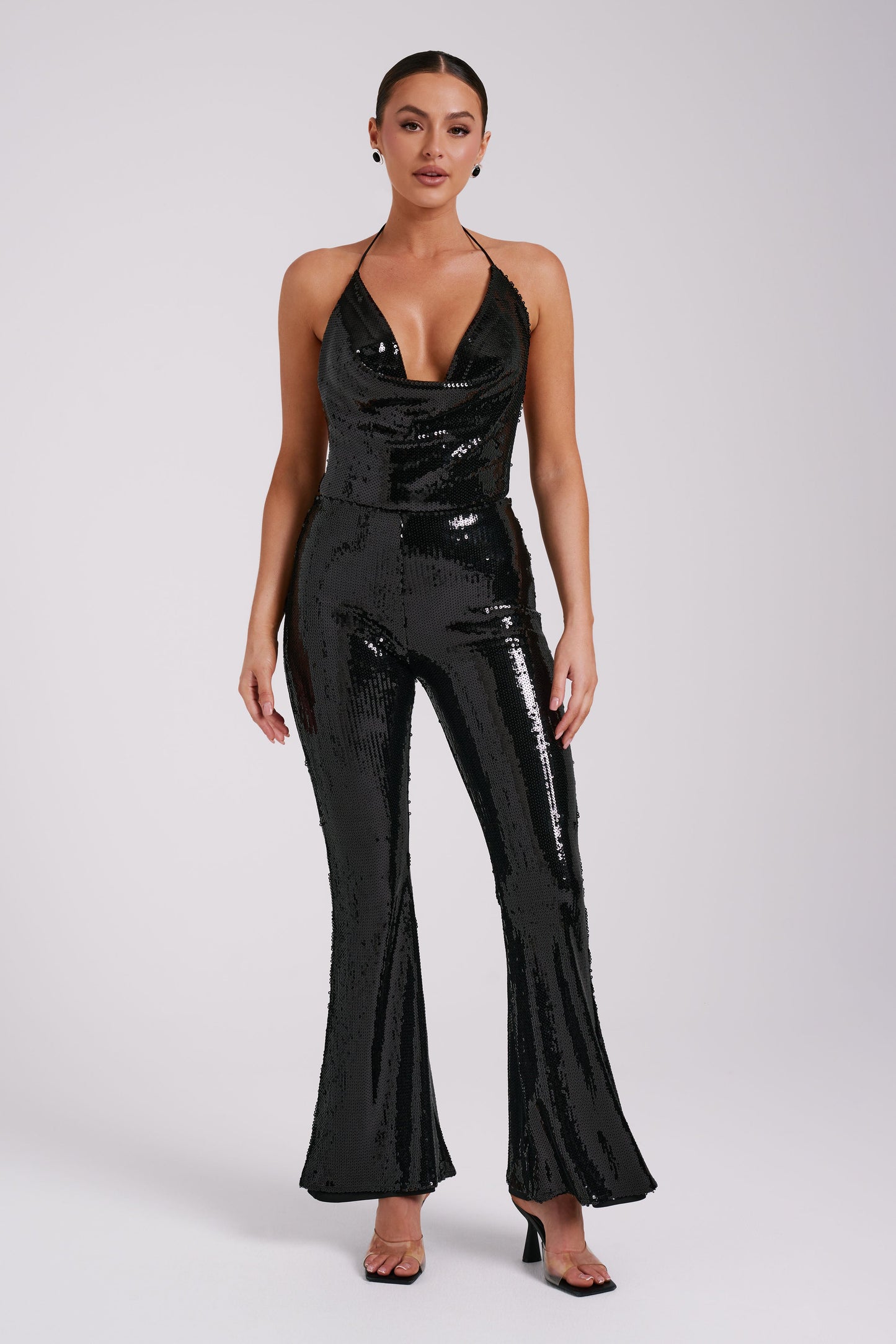 Pantalon large à paillettes Wilma - Noir