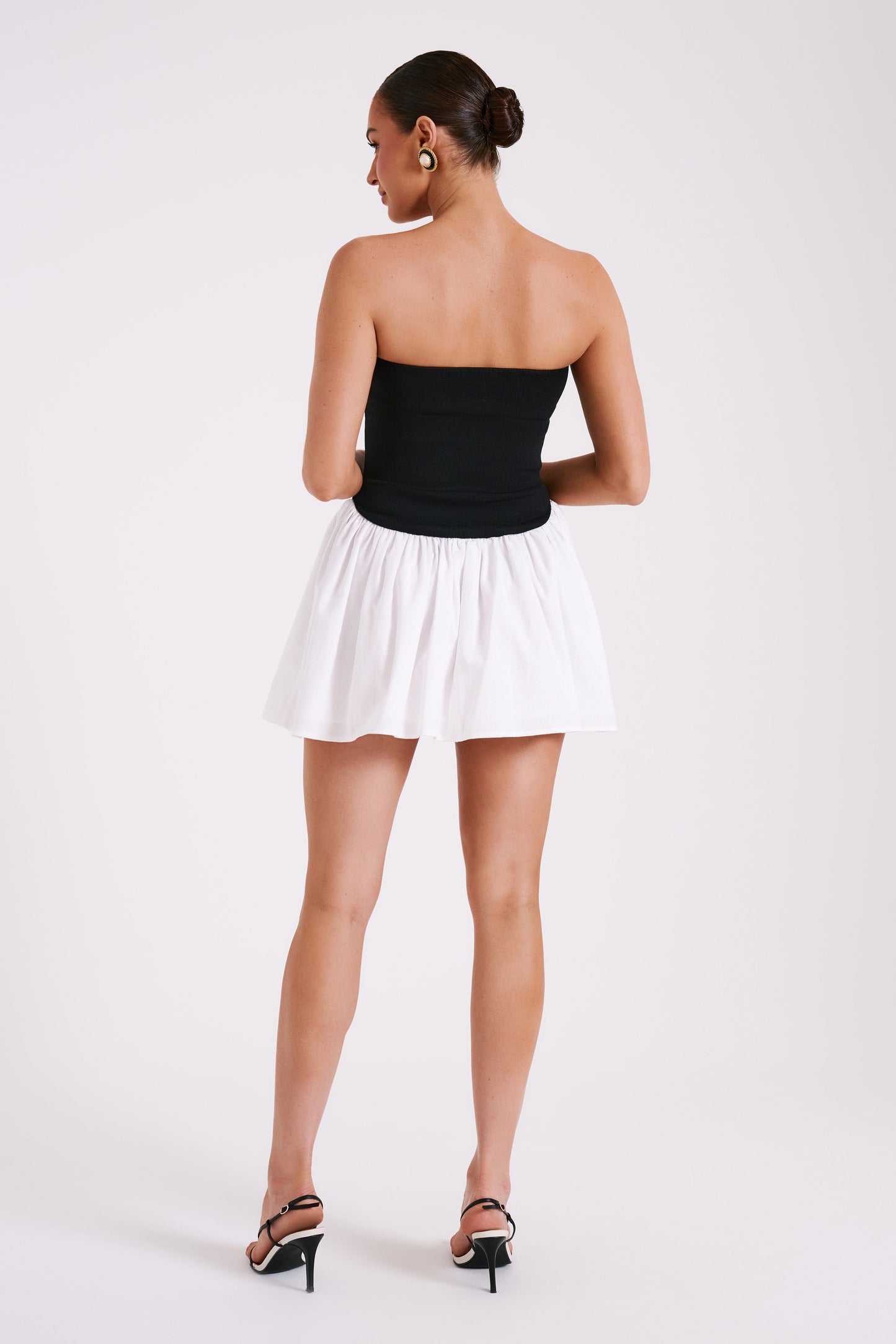 Mini-robe en tricot et lin Hannah - Noir/Blanc