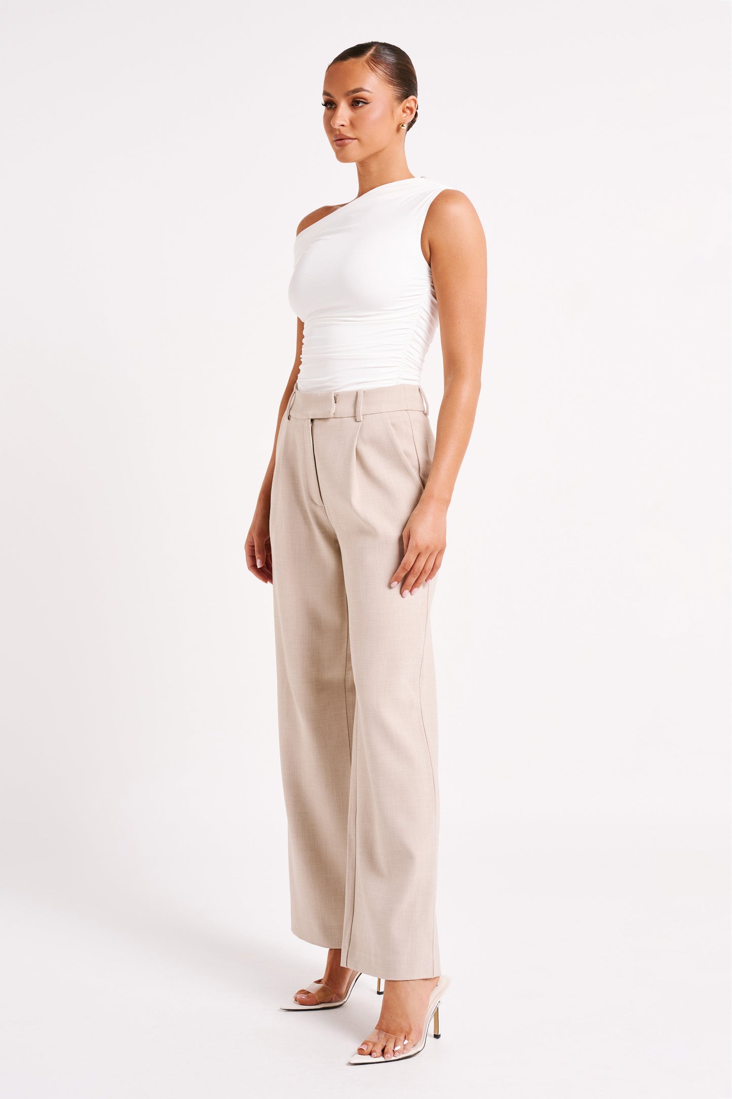 Top Alayna en nylon recyclé à volants - Blanc