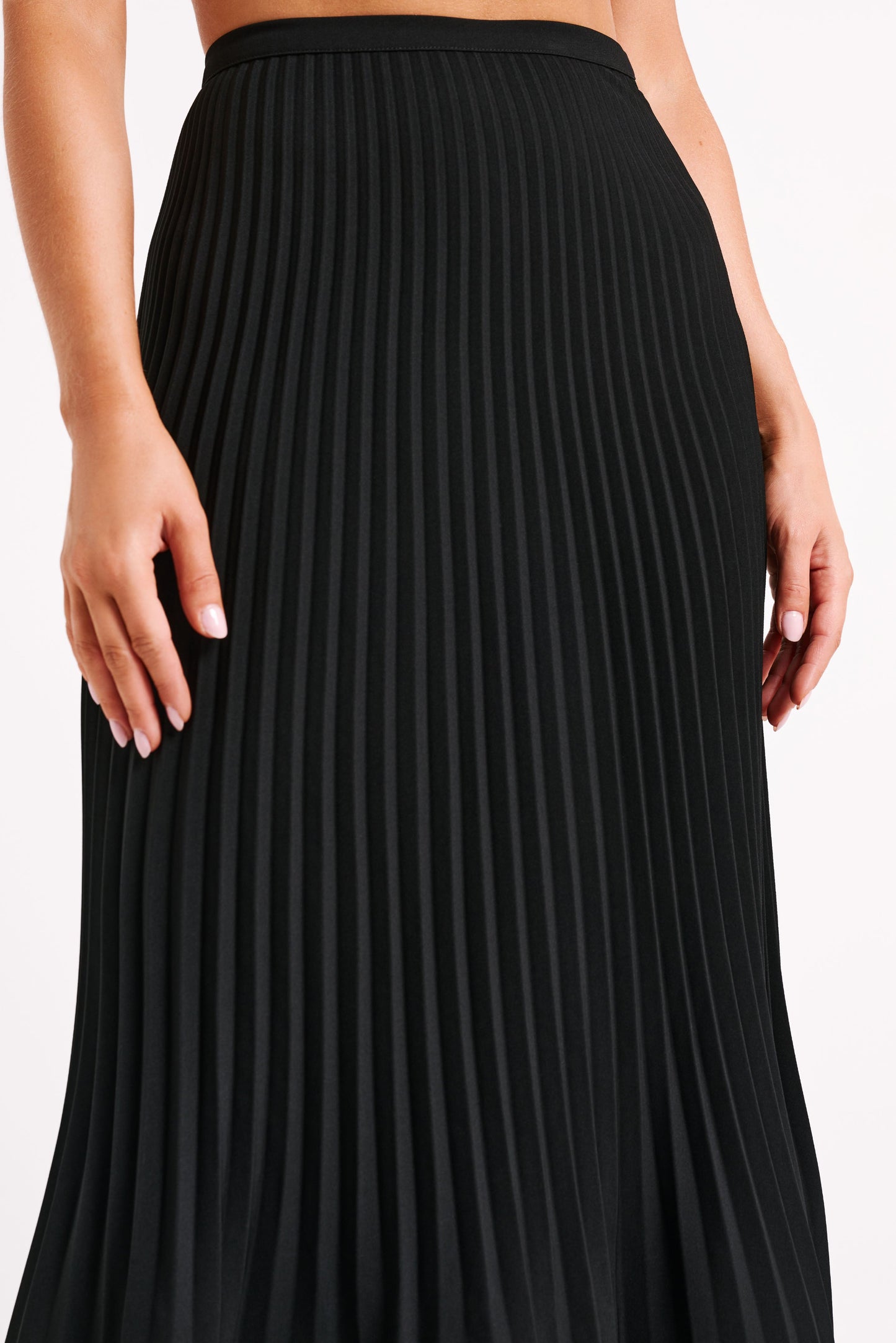 Jupe Maxi Twyla en Tissu de Costume Plissé - Noir
