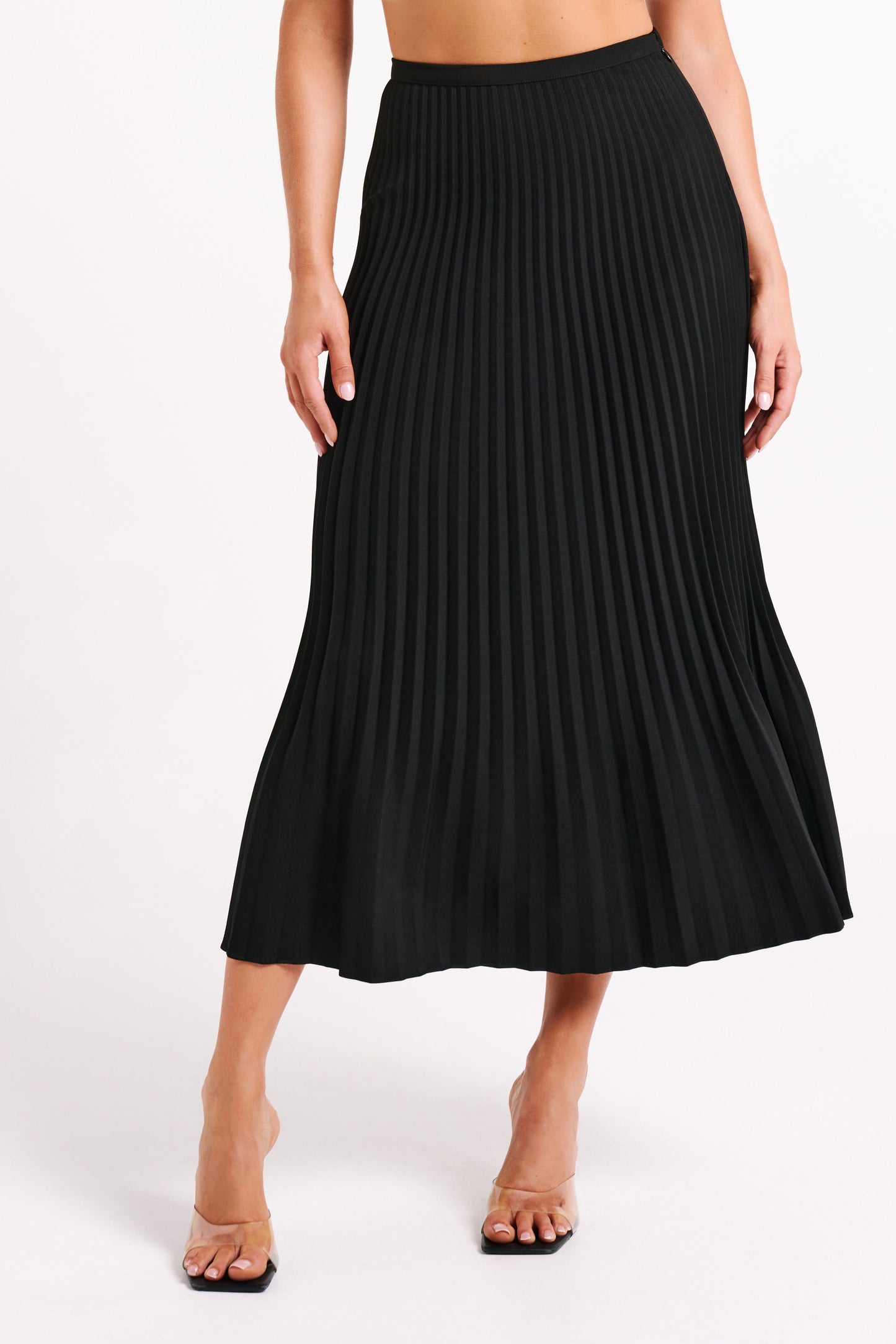 Jupe Maxi Twyla en Tissu de Costume Plissé - Noir