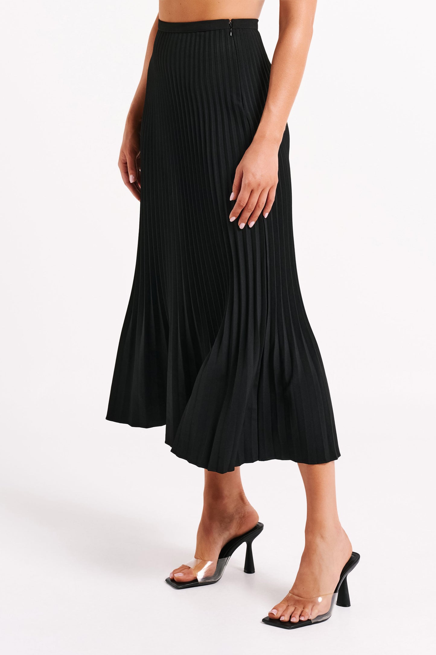 Jupe Maxi Twyla en Tissu de Costume Plissé - Noir