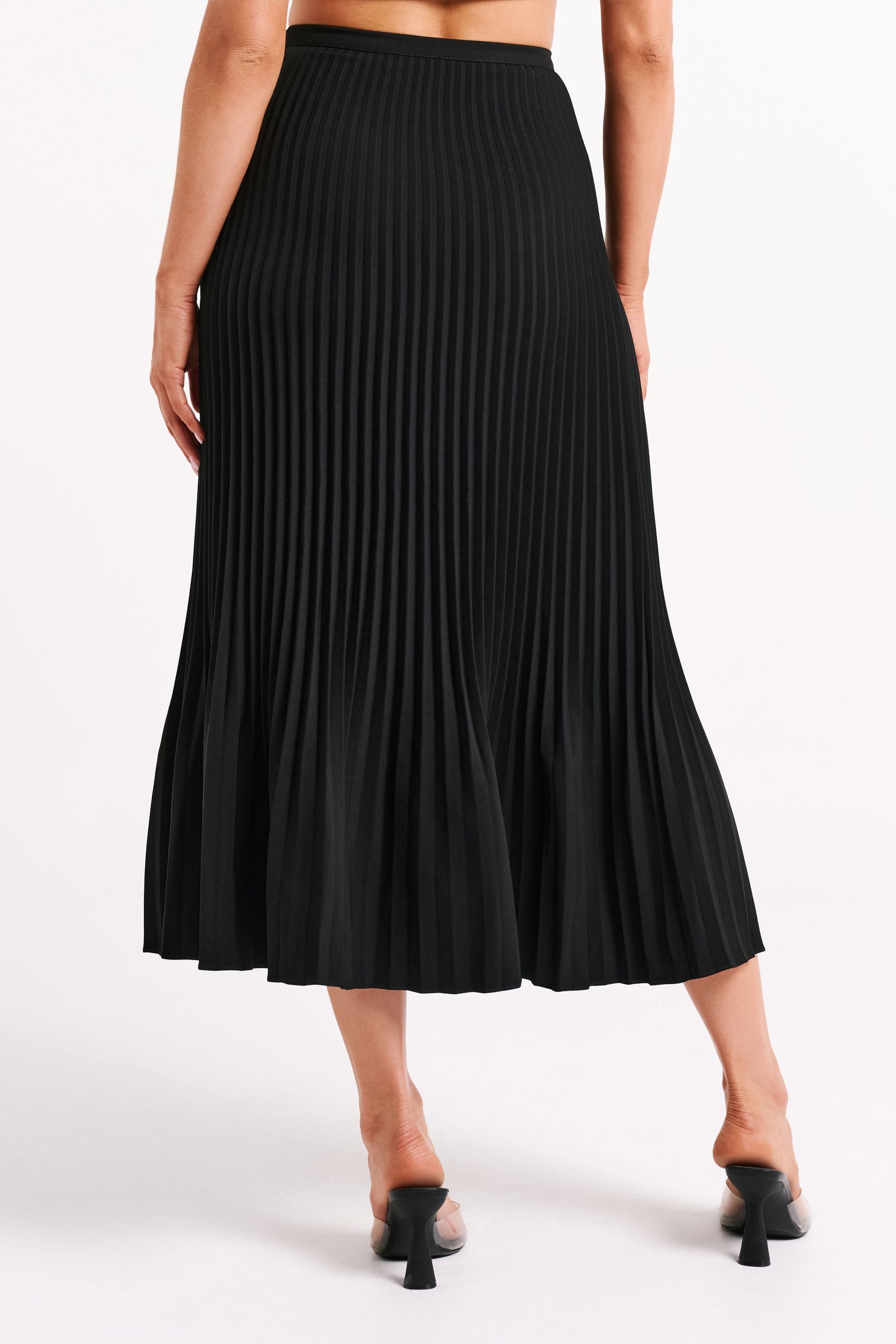 Jupe Maxi Twyla en Tissu de Costume Plissé - Noir