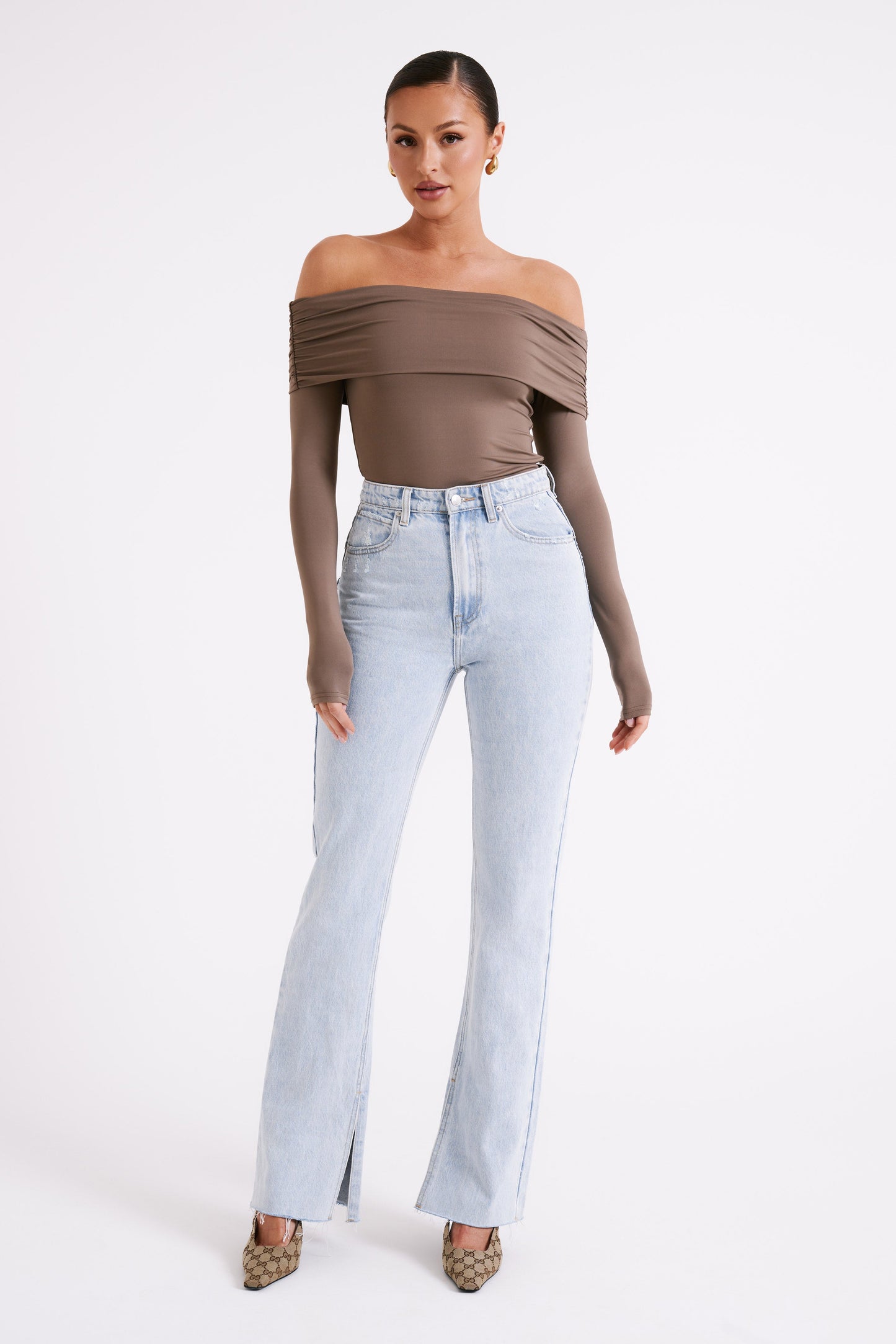 Top décolleté épaules dénudées en nylon recyclé Lucinda - Coco