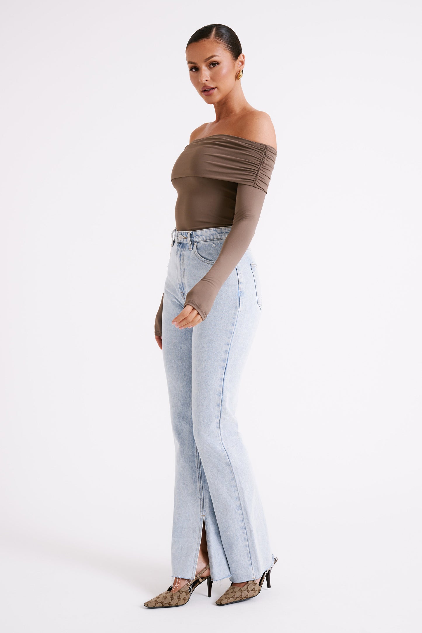 Top décolleté épaules dénudées en nylon recyclé Lucinda - Coco