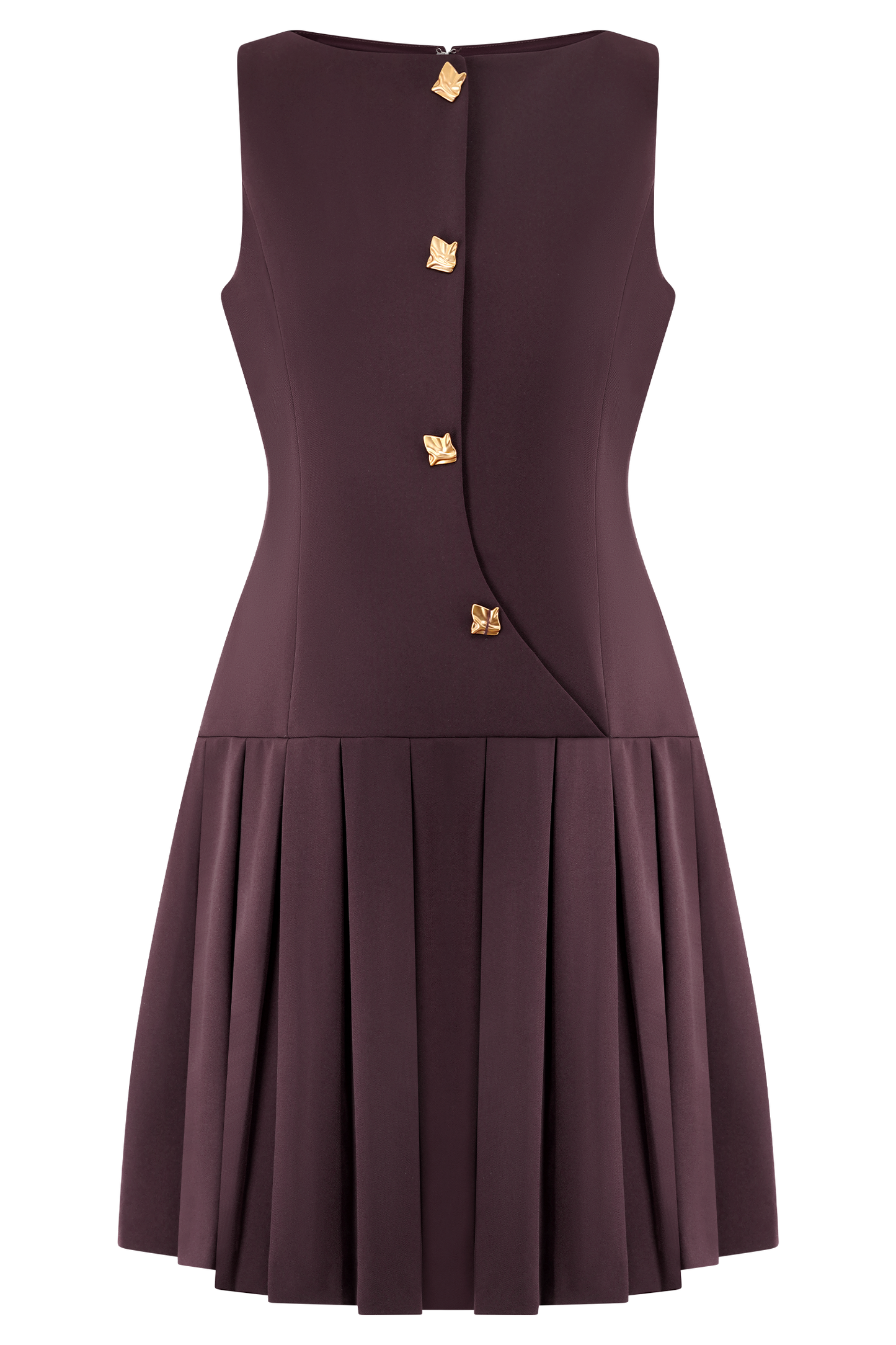 Robe mini plissée sans manches Mackenzie - Brun-rouge