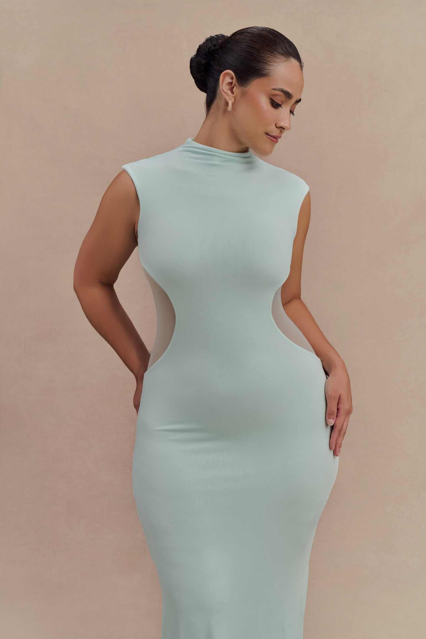 Robe Maxi Massie en Jersey et Maille - Lagoon