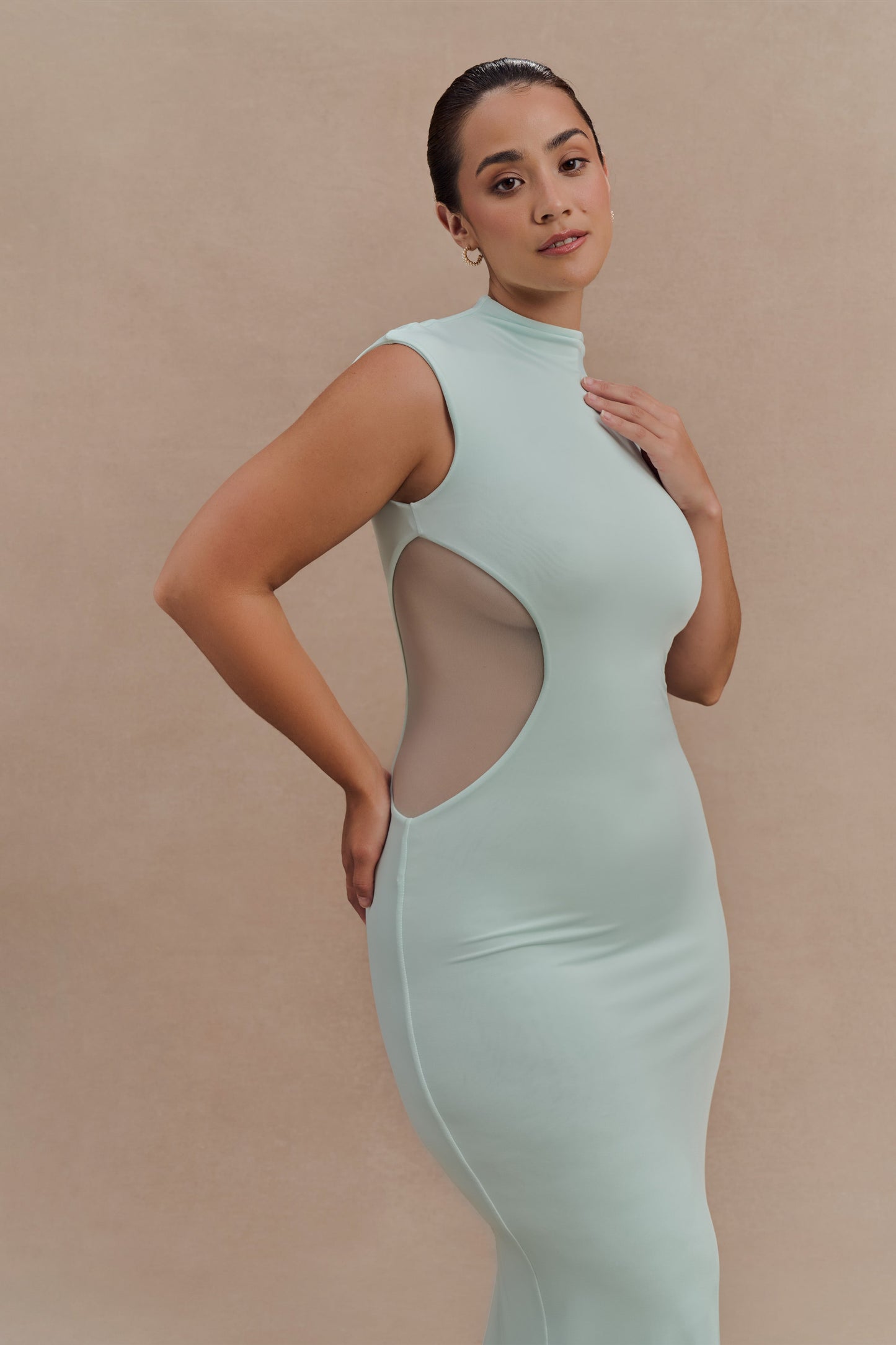 Robe Maxi Massie en Jersey et Maille - Lagoon